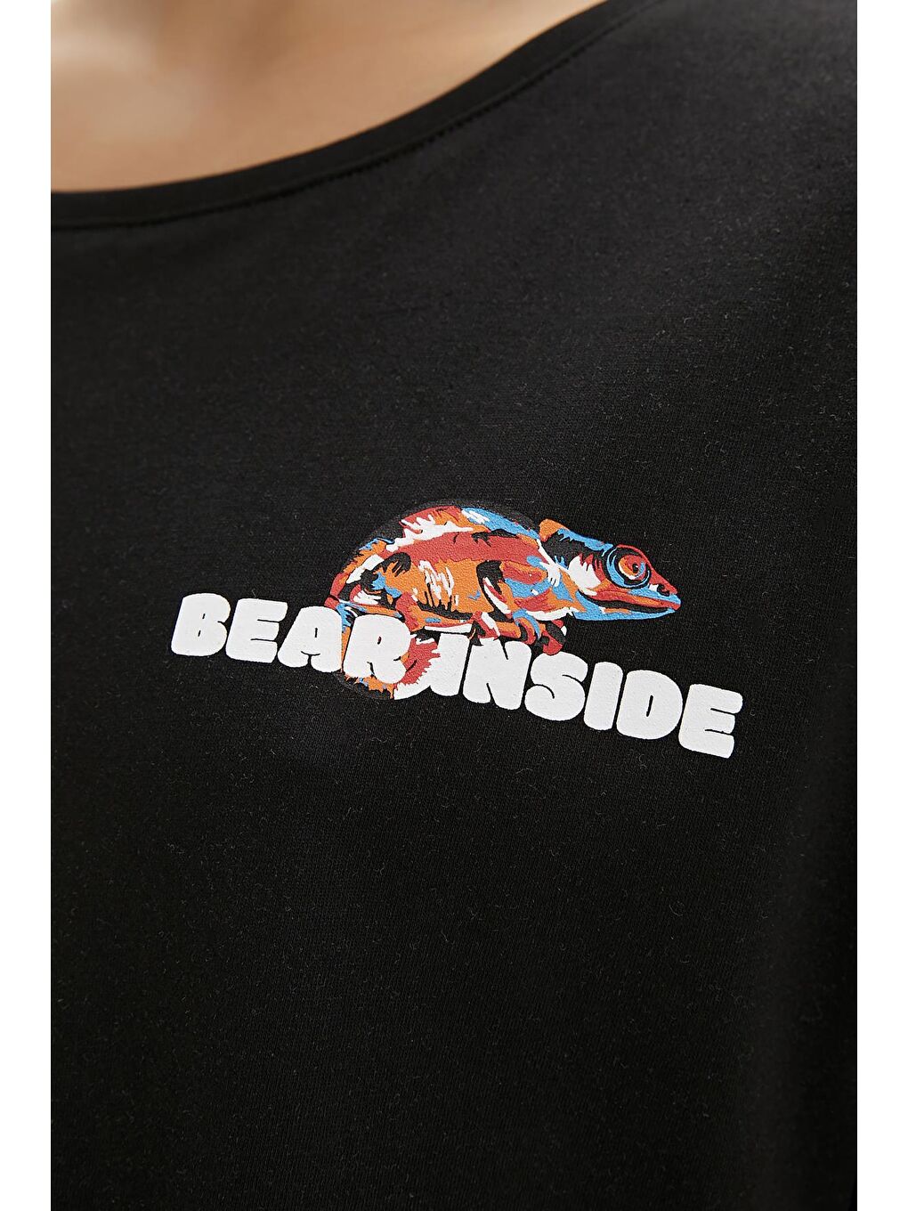 Ina Siyah Baskılı Kadın Tişört-1