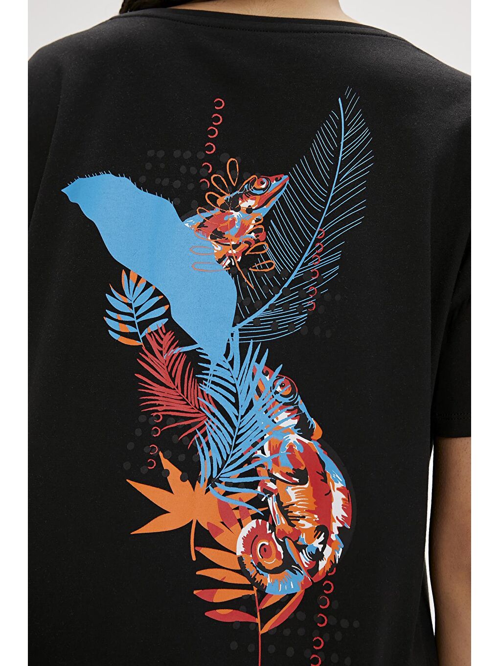 Ina Siyah Baskılı Kadın Tişört-5