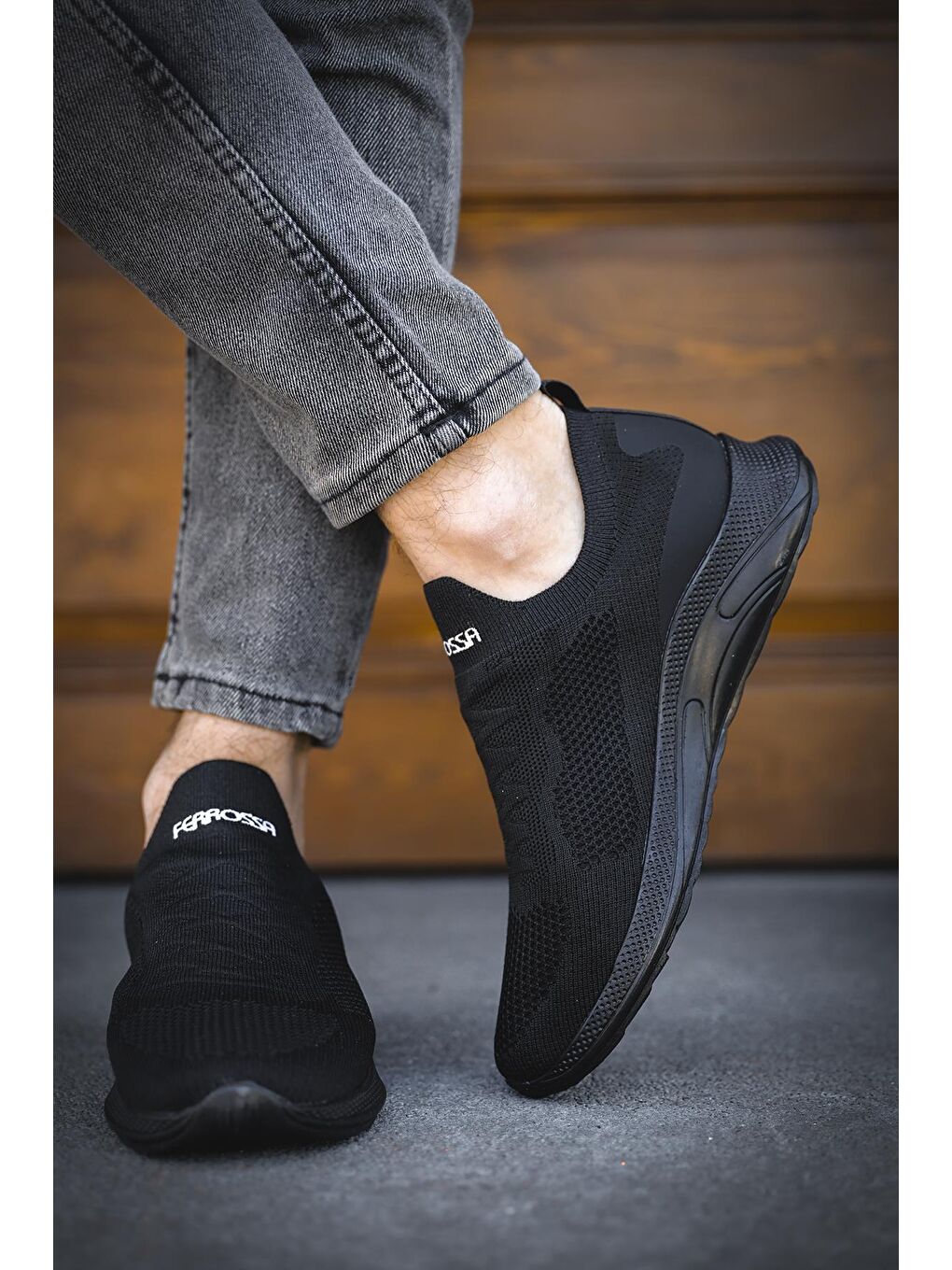 Siyah Ossa Slip On Nefes Alan Kalın Taban Erkek Sneaker-2