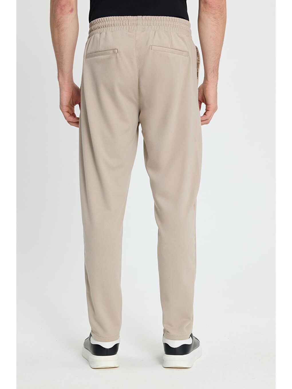 Erkek Regular Fit Klasik Kesim Beli Lastikli Bağcıklı Bej  Jogger Pantolon-6
