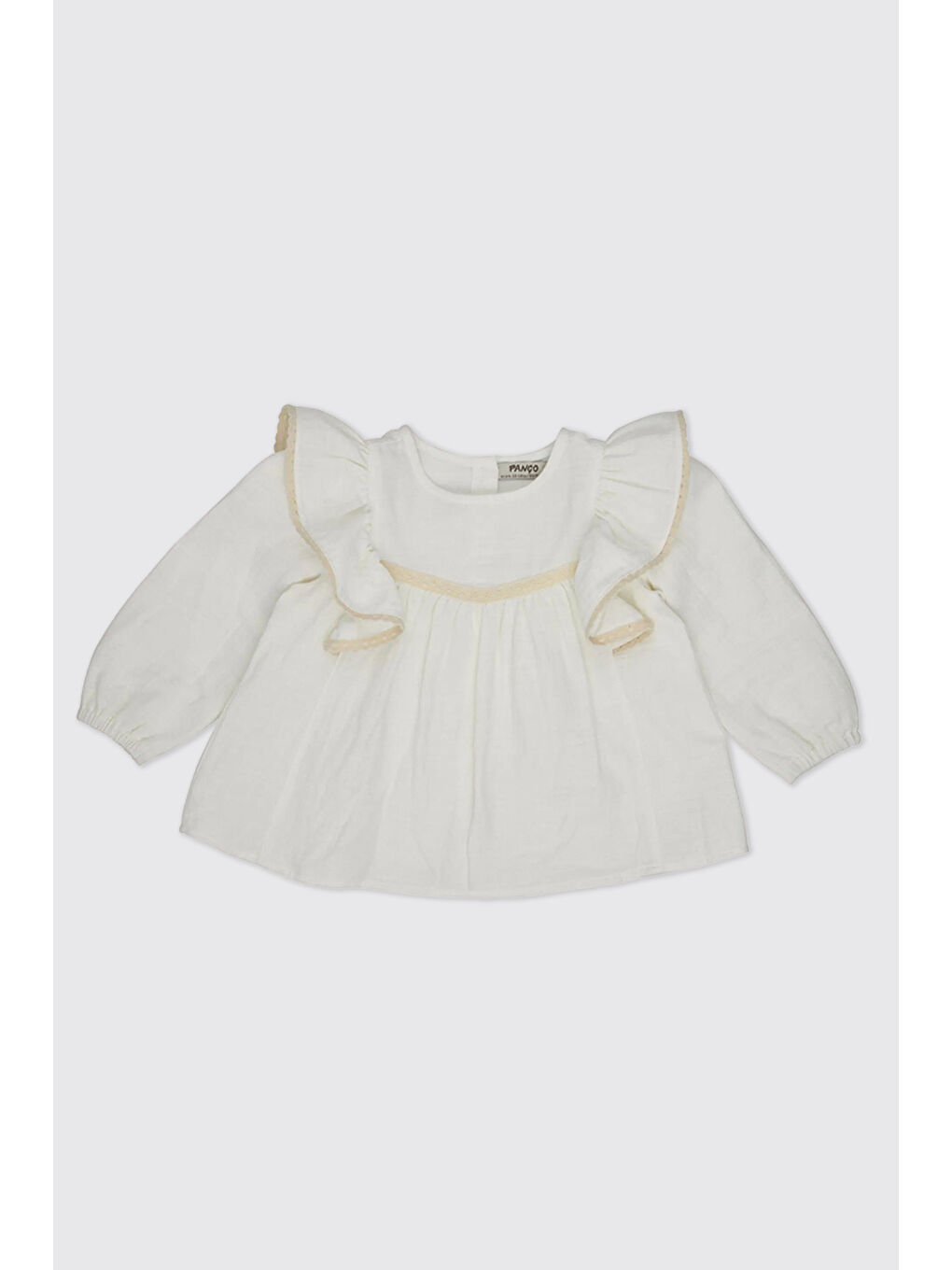 Kız Bebek Dantel Detaylı Ekru Bluz