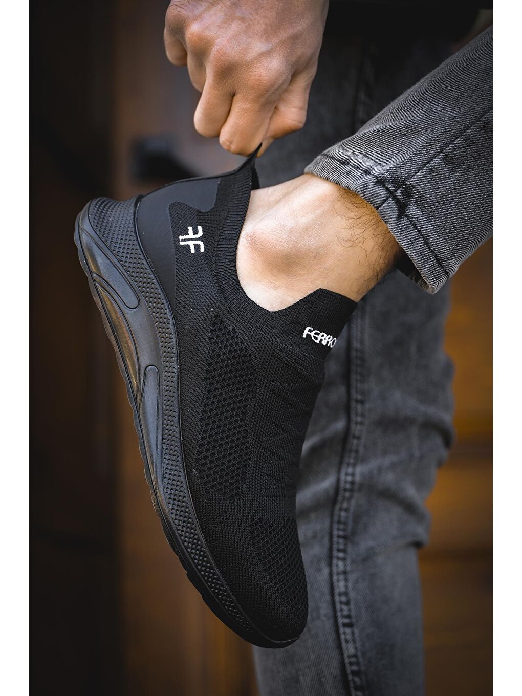 Siyah Ossa Slip On Nefes Alan Kalın Taban Erkek Sneaker-3