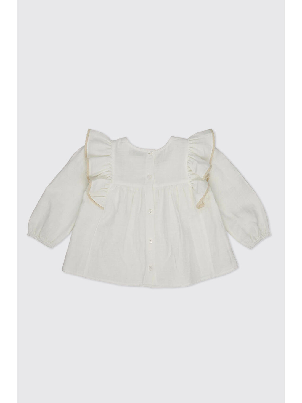 Kız Bebek Dantel Detaylı Ekru Bluz-1