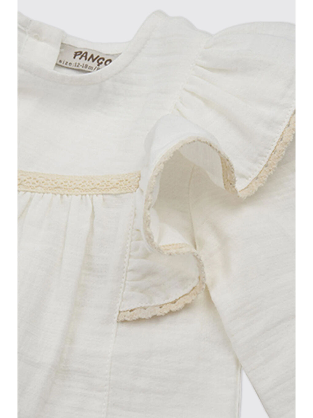 Kız Bebek Dantel Detaylı Ekru Bluz-2