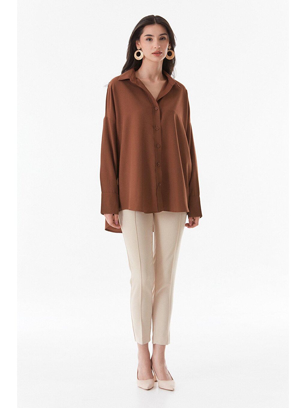 Kahverengi Basic Salaş Gömlek