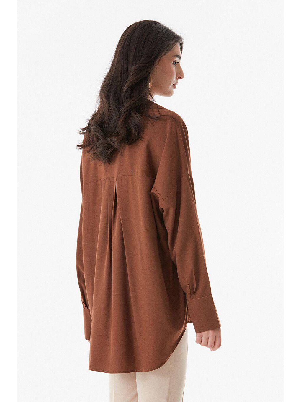 Kahverengi Basic Salaş Gömlek-2