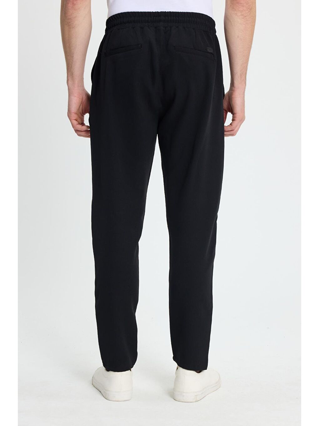 Erkek Regular Fit Beli Lastikli Bağcıklı Jogger Siyah Pantolon Rahat Kesim Yan Cepli-6