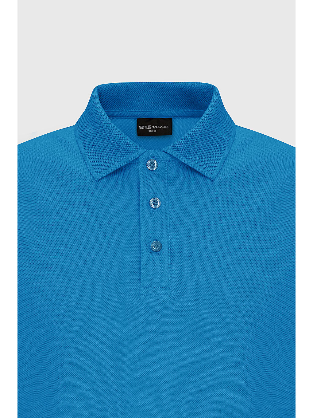 Erkek Turkuaz Dar Kesim Polo Yaka %100 Pamuk Kısa Kollu Tişört-1