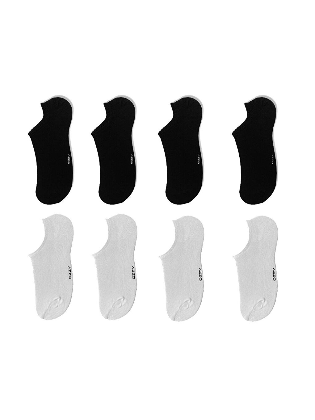 OZZY SOCKS Siyah-Beyaz 8 Çift Kadın Erkek Siyah Bambu Görünmez (sneaker) Spor Ayakkabı Çorabı