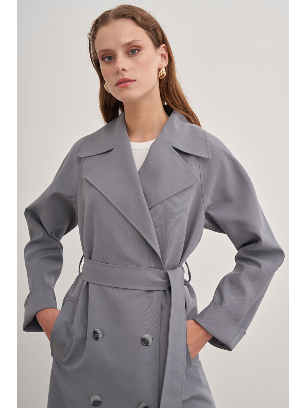 Gri 7163111  Regular Trençkot-5