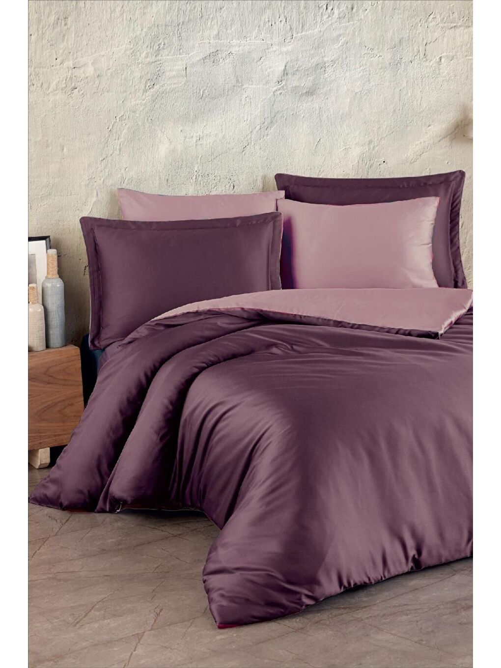 Mürdüm Pamuk Saten Tek Kişilik Nevresim Takımı