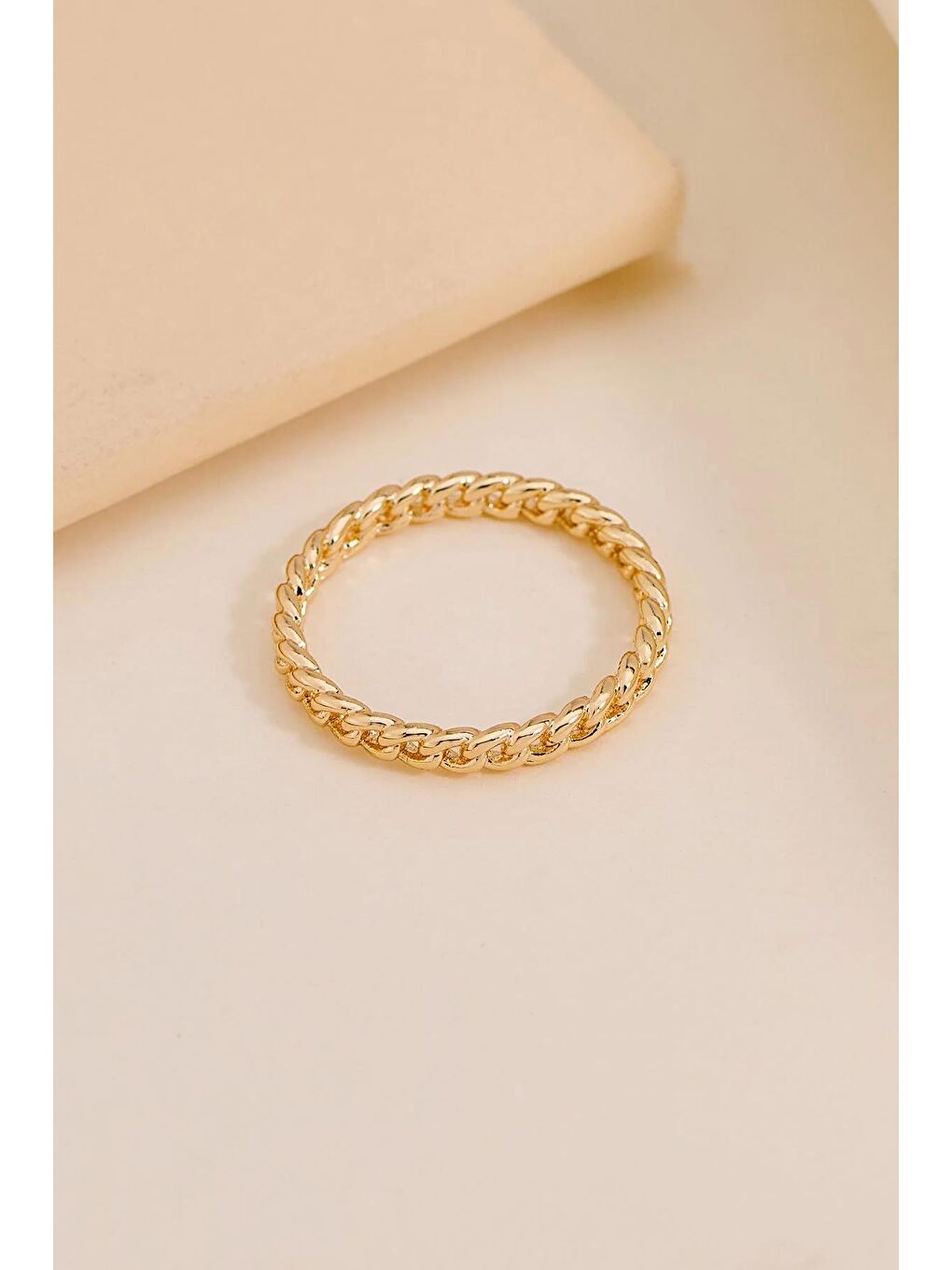 Sarı 18 K Chain Altın Rengi Ayarlamalı Kadın Yüzük-1