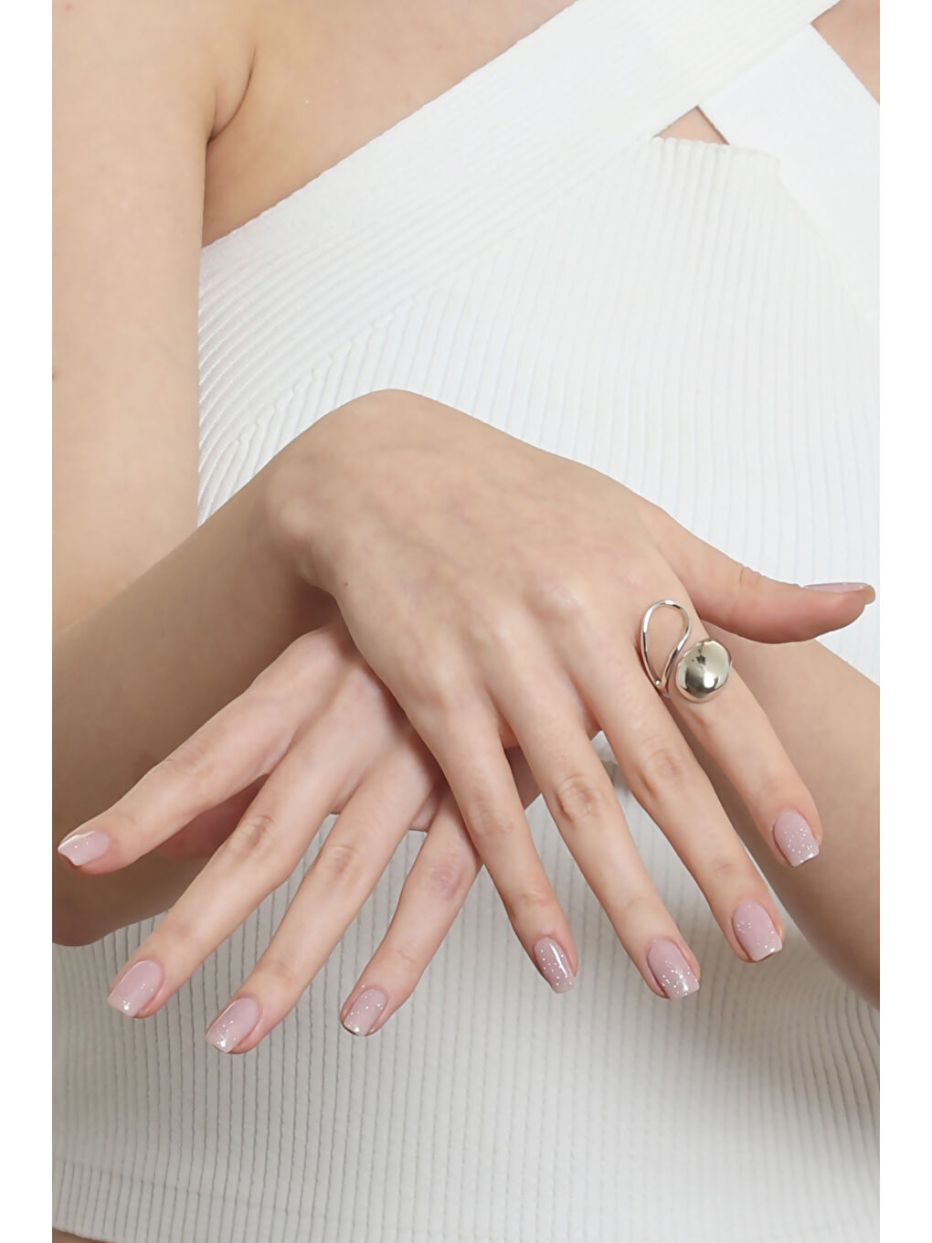 Gri Kadın Dolama Model Dualite Damla Formlu Ayarlanabilir Yüzük-2