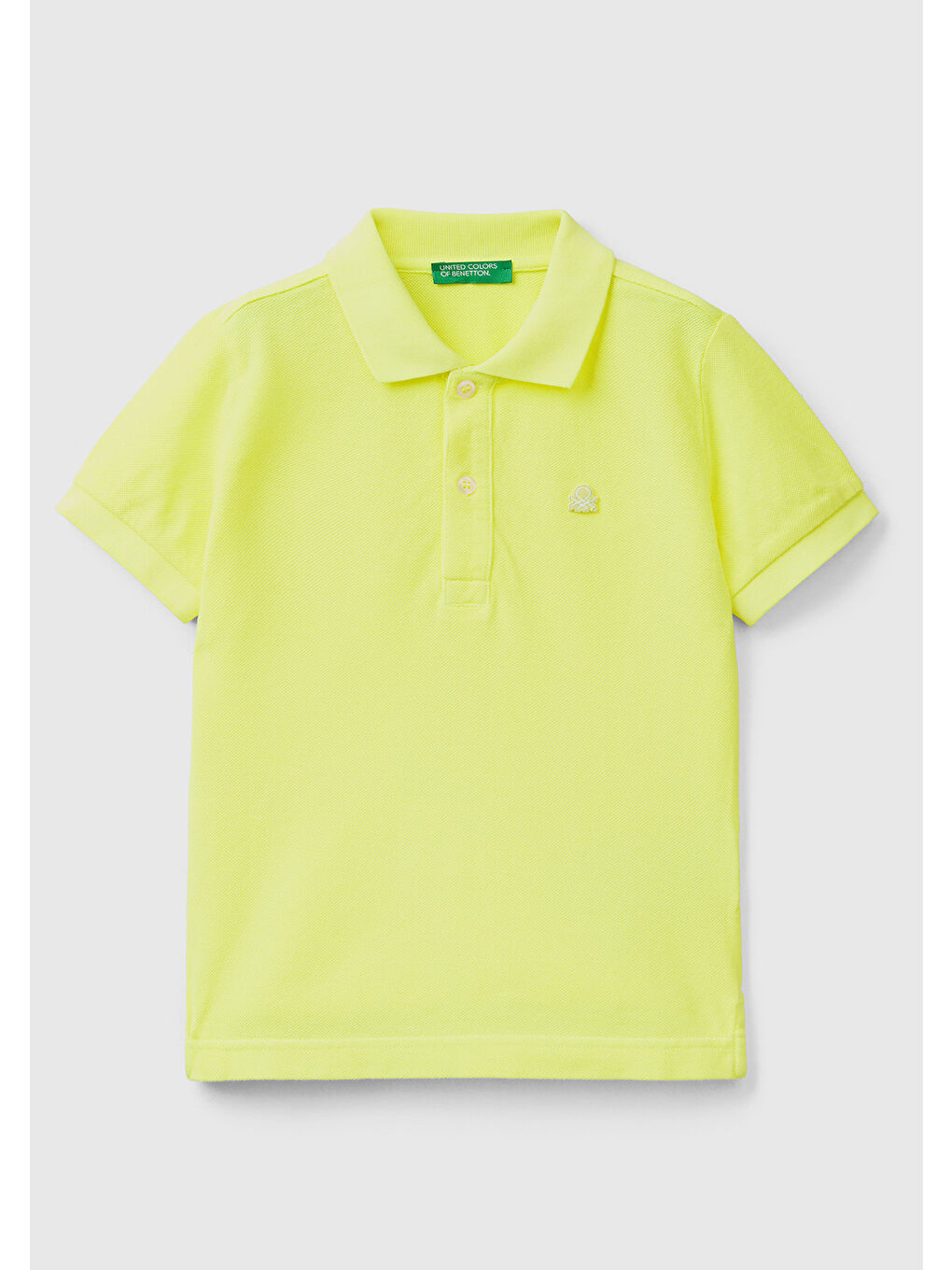 United Colors Of Benetton Sarı Erkek Çocuk Fosforlu Sarı Logolu Neon Pike Polo T-Shirt