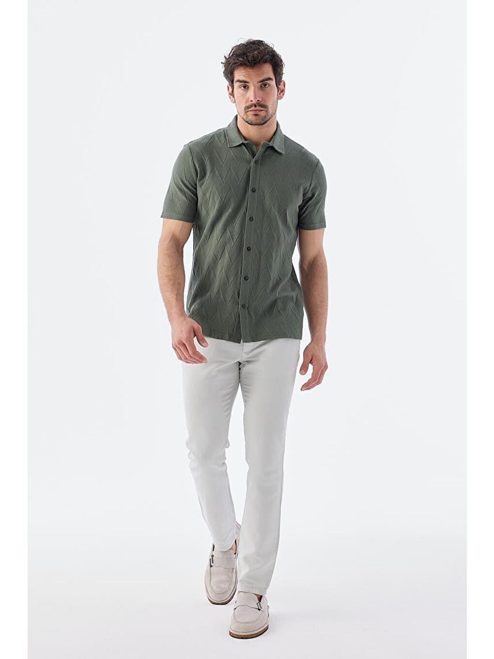 Haki Slim Fit Gömlek-1