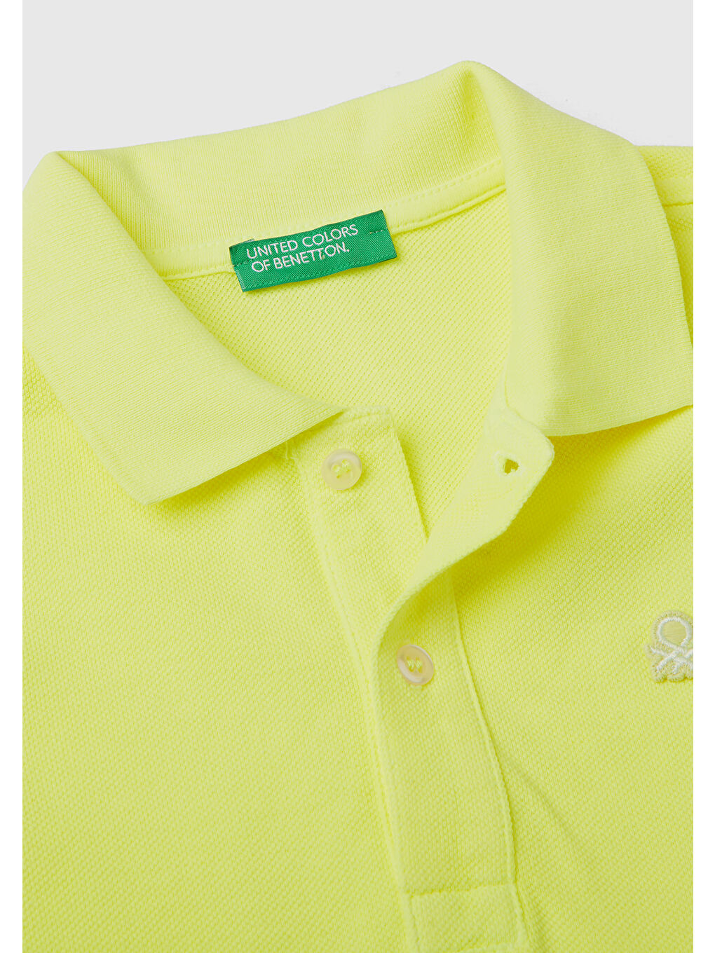 United Colors Of Benetton Sarı Erkek Çocuk Fosforlu Sarı Logolu Neon Pike Polo T-Shirt - 1