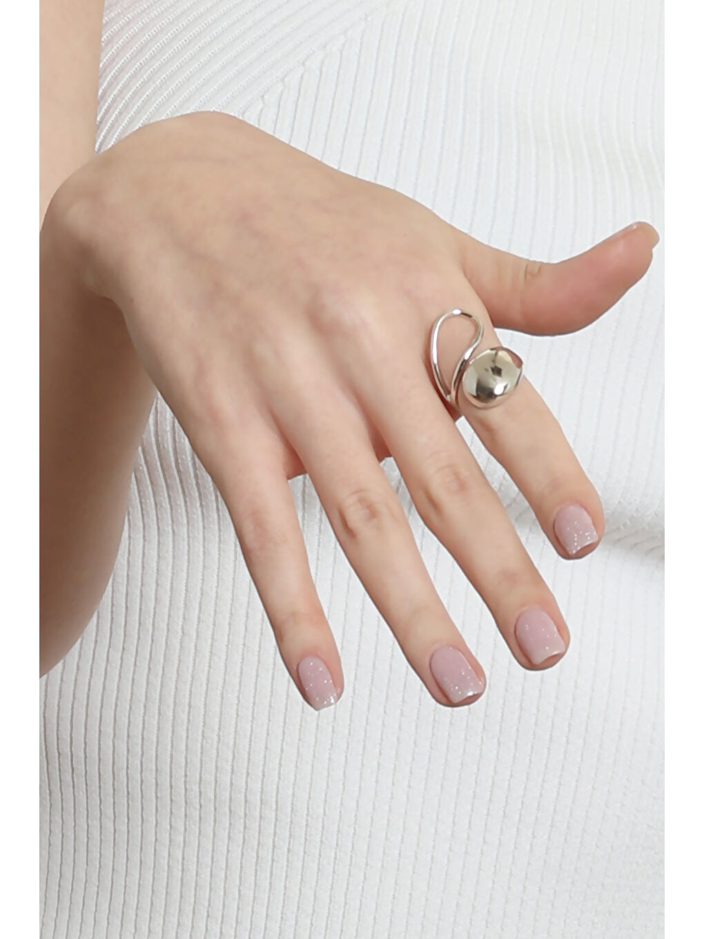 Gri Kadın Dolama Model Dualite Damla Formlu Ayarlanabilir Yüzük-3