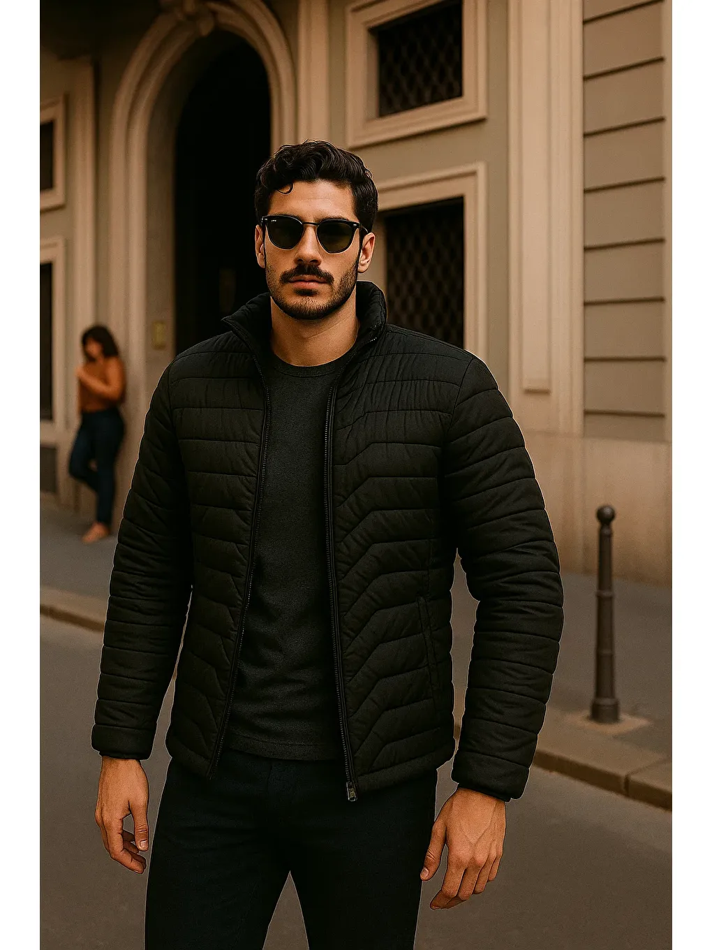 Erkek Günlük Comfort Siyah Şişme Mont-2