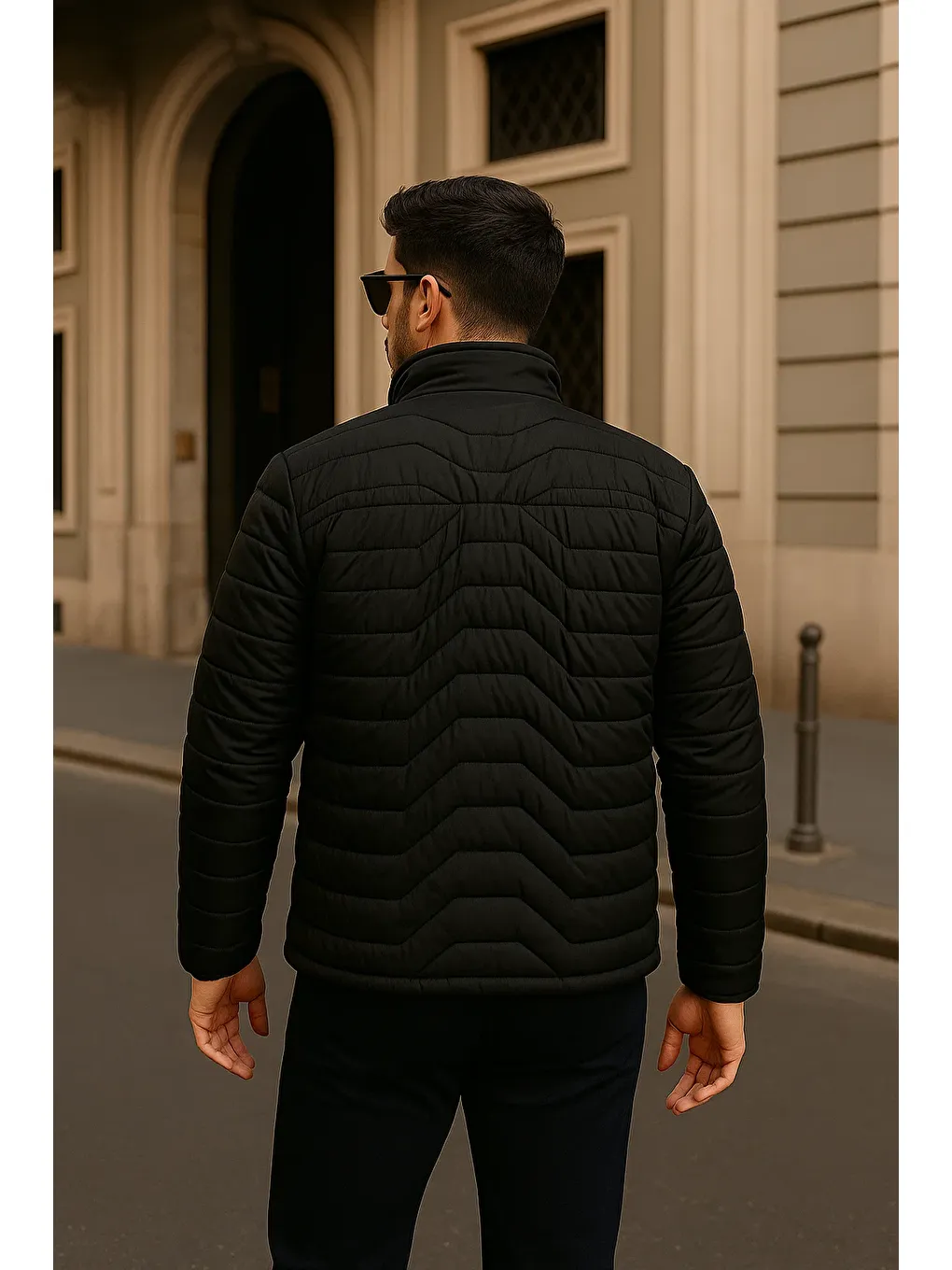 Erkek Günlük Comfort Siyah Şişme Mont-5