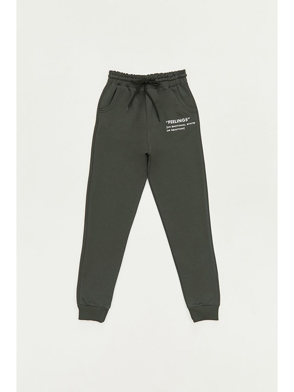 Haki Feelings Yazılı Beli Lastikli Erkek Çocuk Eşofman Altı