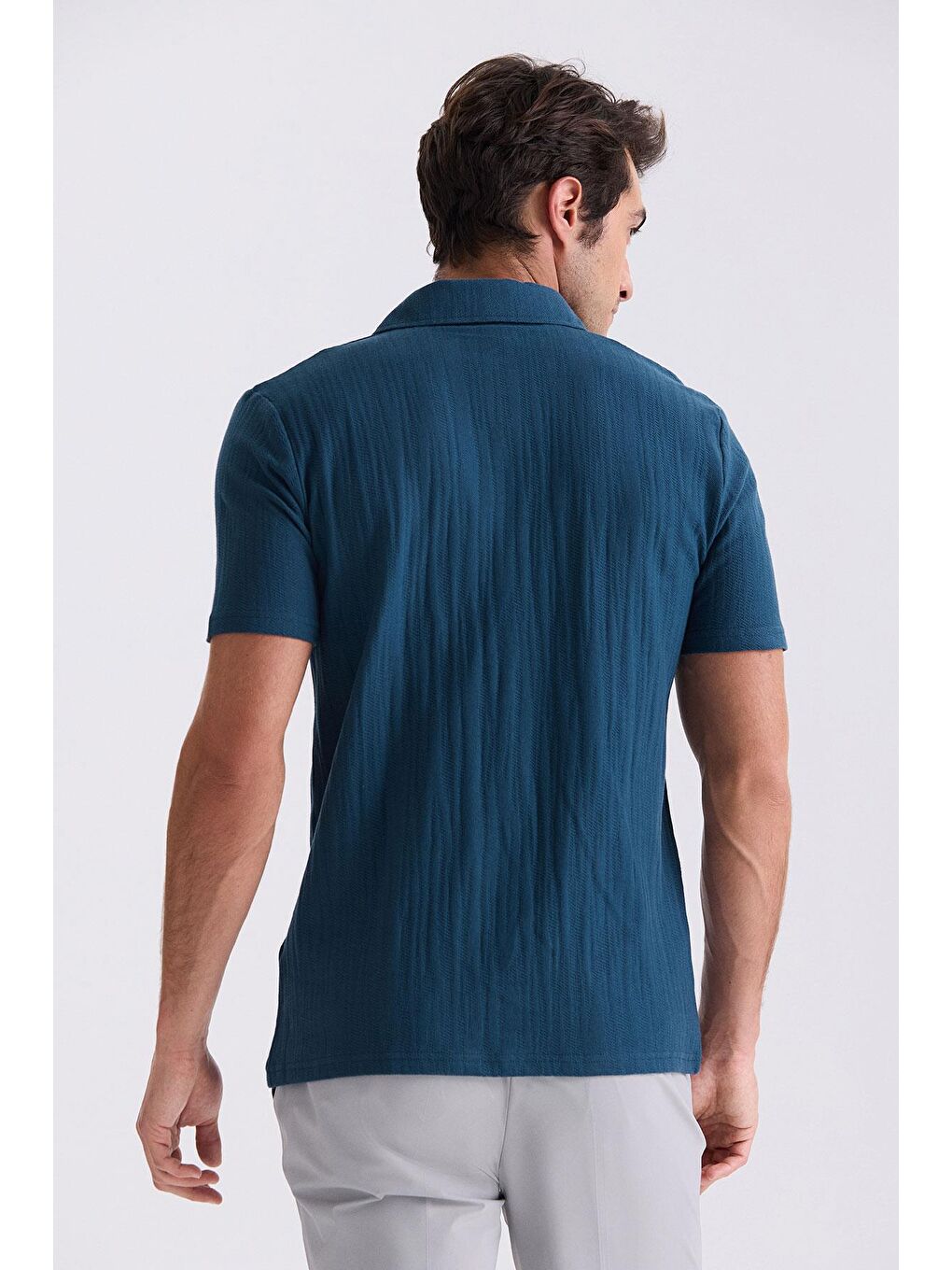 Lacivert Slim Fit Düğmeli Gömlek-3