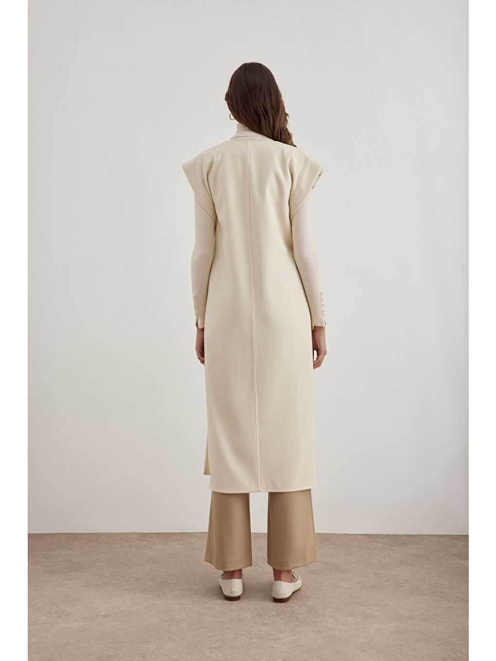 Ekru 18183111 Kemer Detalı Kap-4