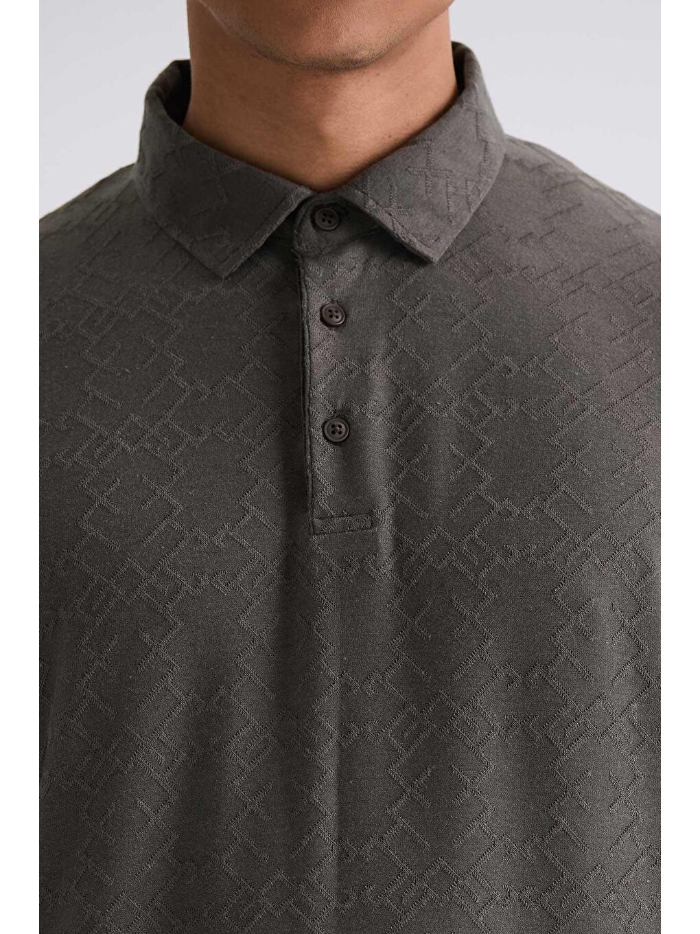 Haki Slim Fit Desenli Polo Yaka T-Shirt-2