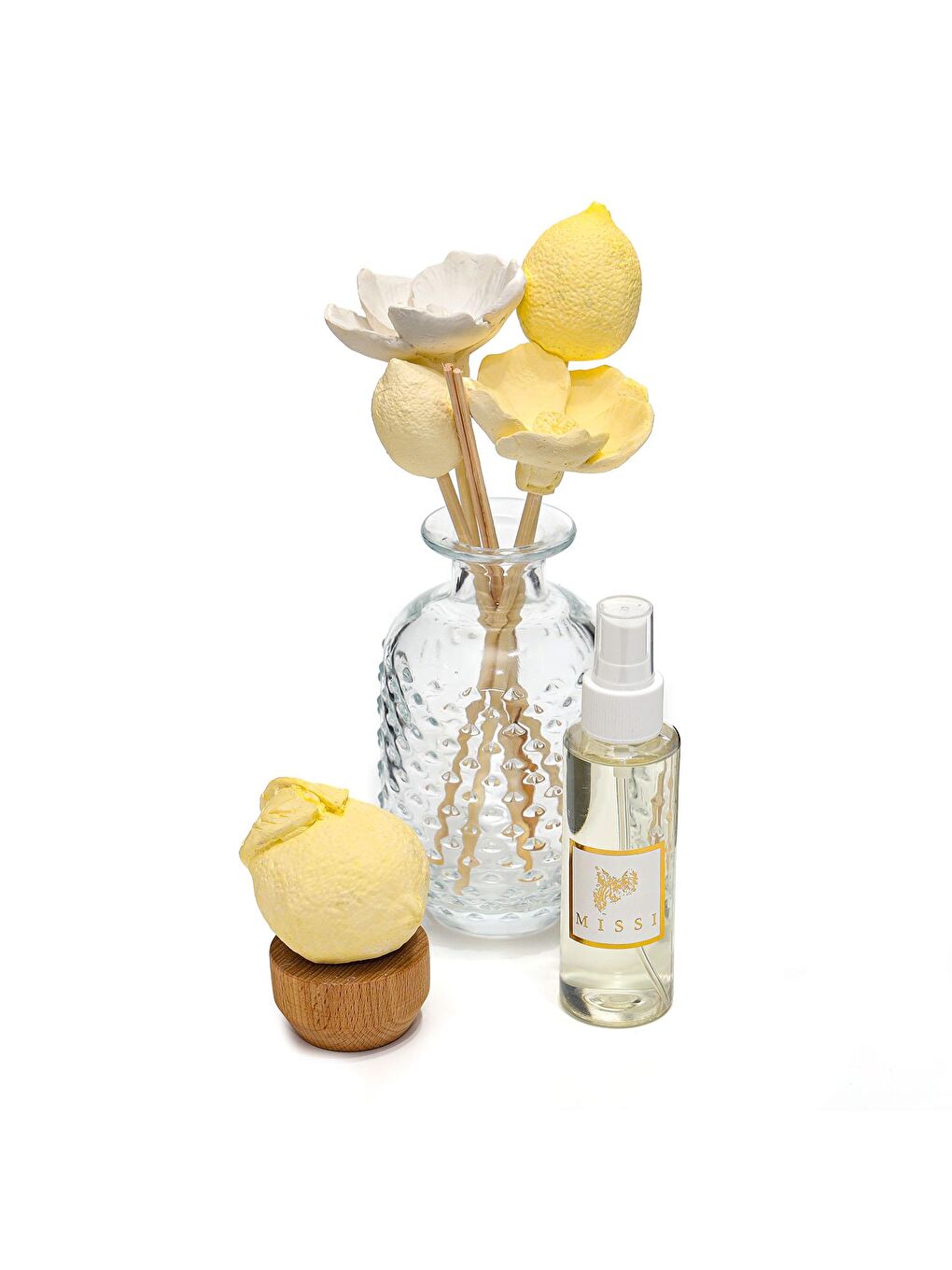 Sarı Limon ve Çiçek Seramik Taş Dekorlu Vazo-2