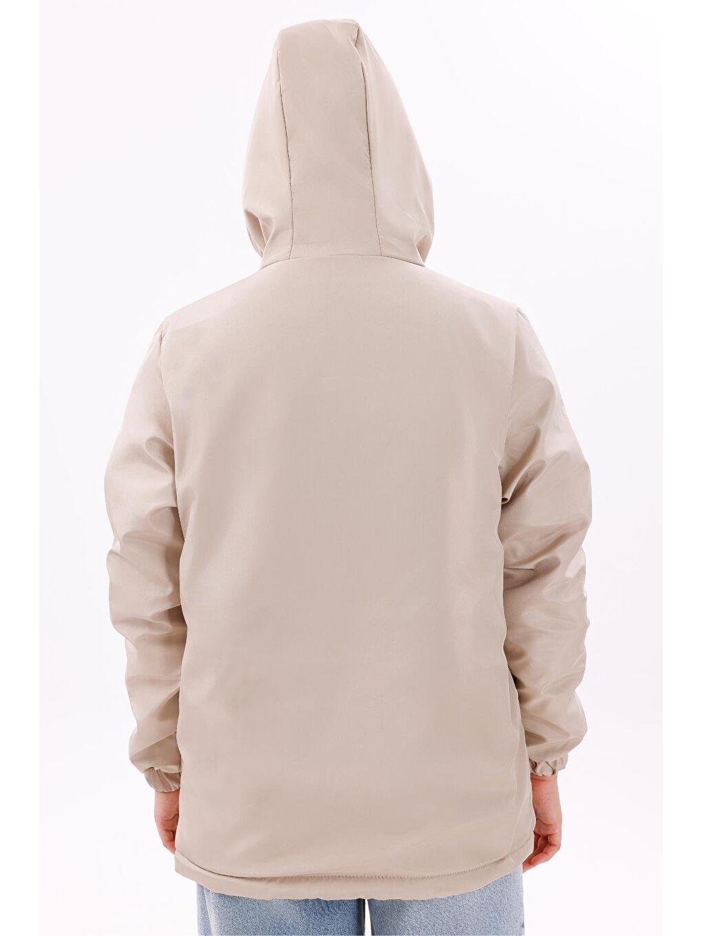 Bej Kadın Kürklü Su Ve Rüzgar Geçirmez Kapüşonlu Kışlık Mont & Kaban & Parka-4