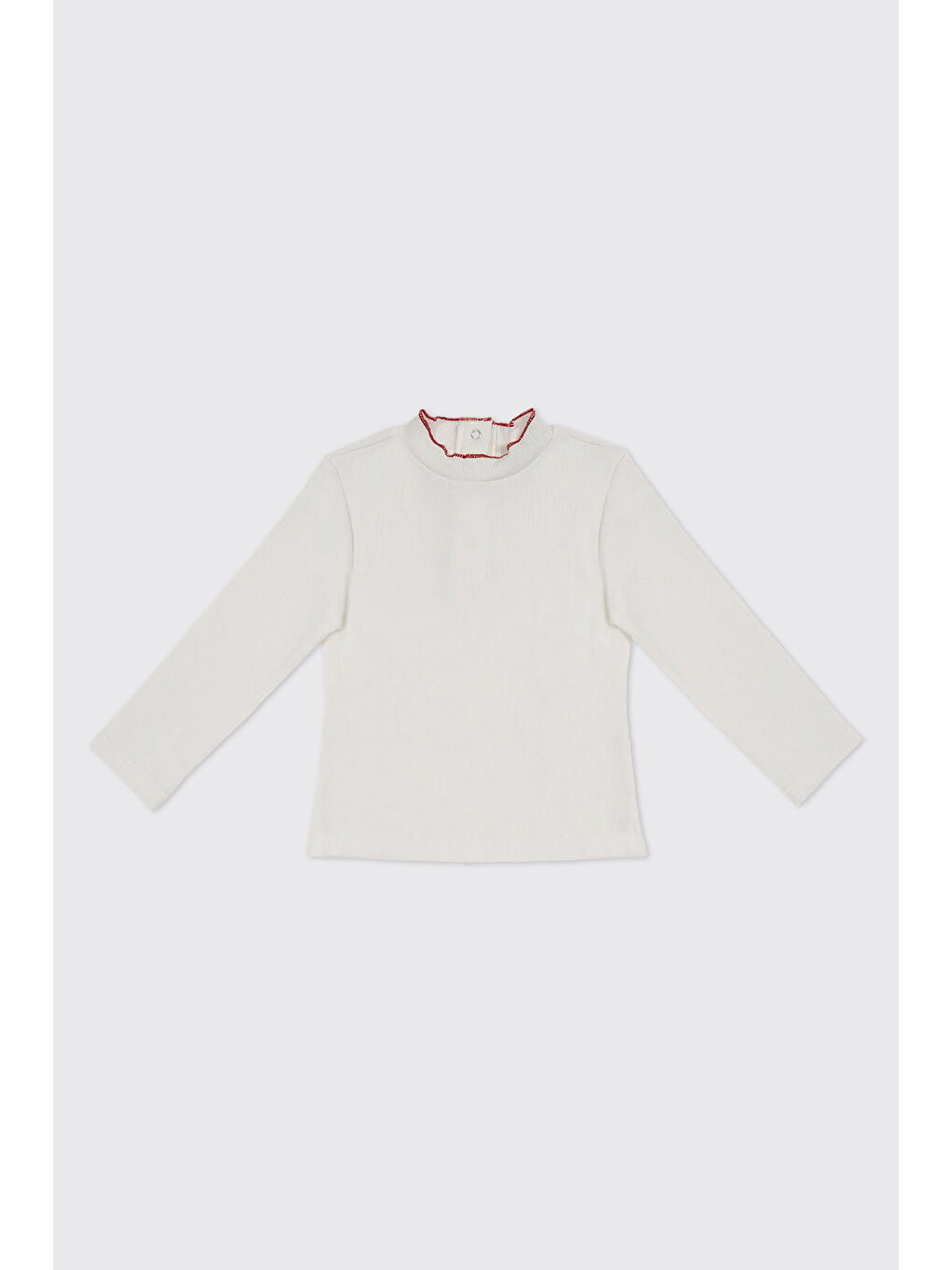 Kız Bebek Yakası Dikiş Detaylı Ekru Tişört