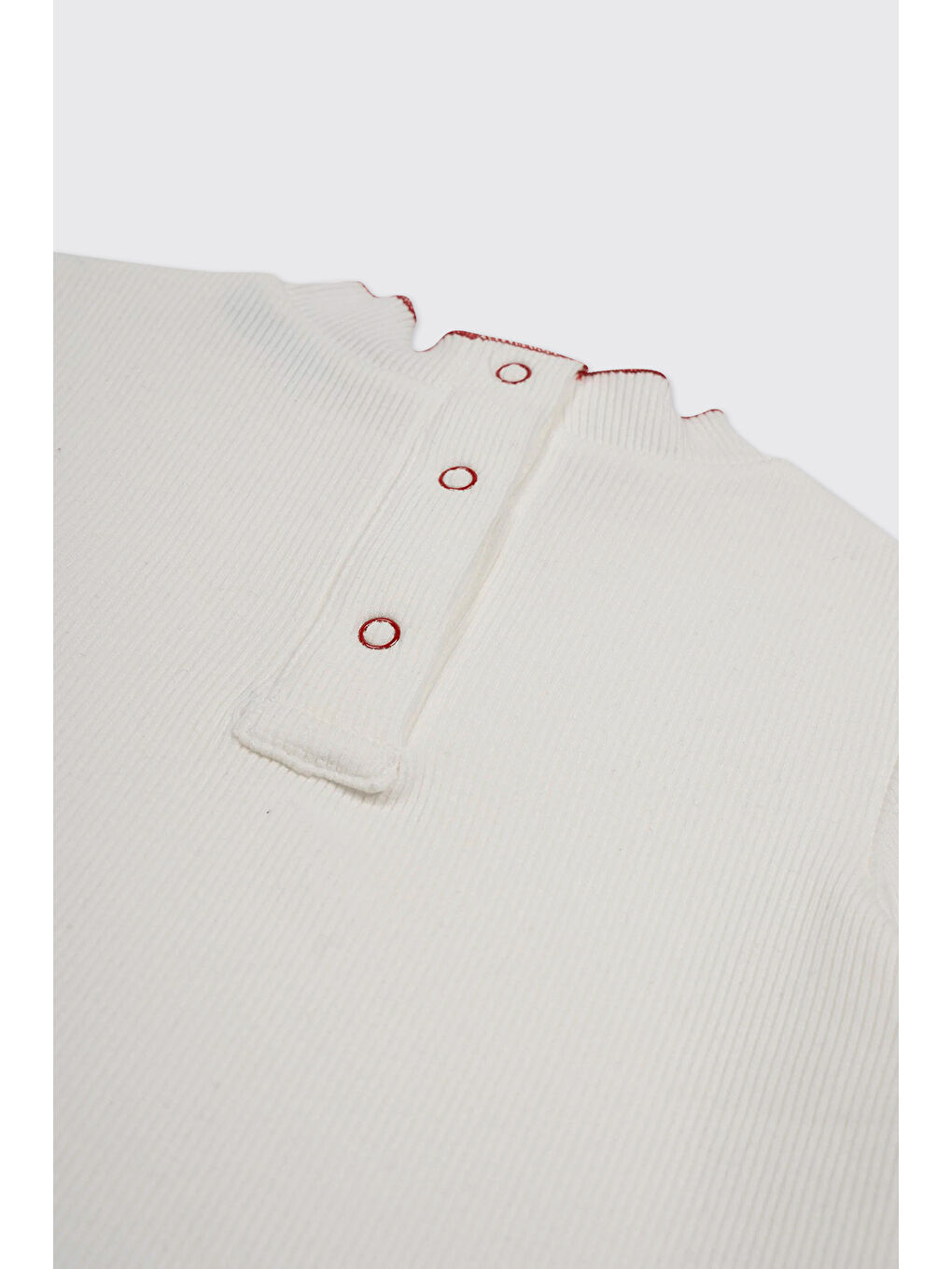 Kız Bebek Yakası Dikiş Detaylı Ekru Tişört-2