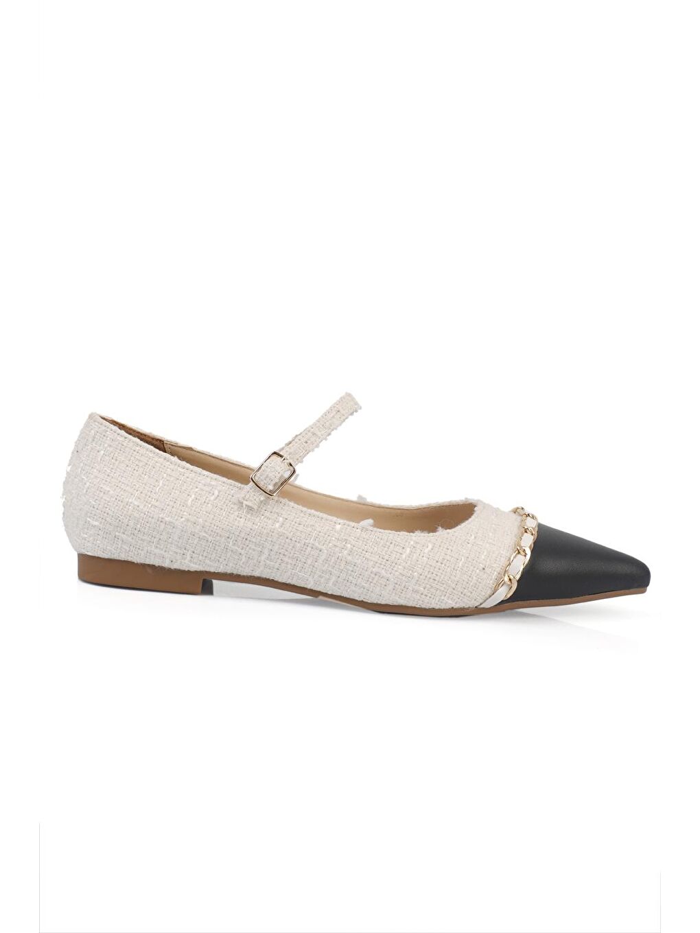 Beyaz Sivri Burunlu Bantlı Kadın Babet-2