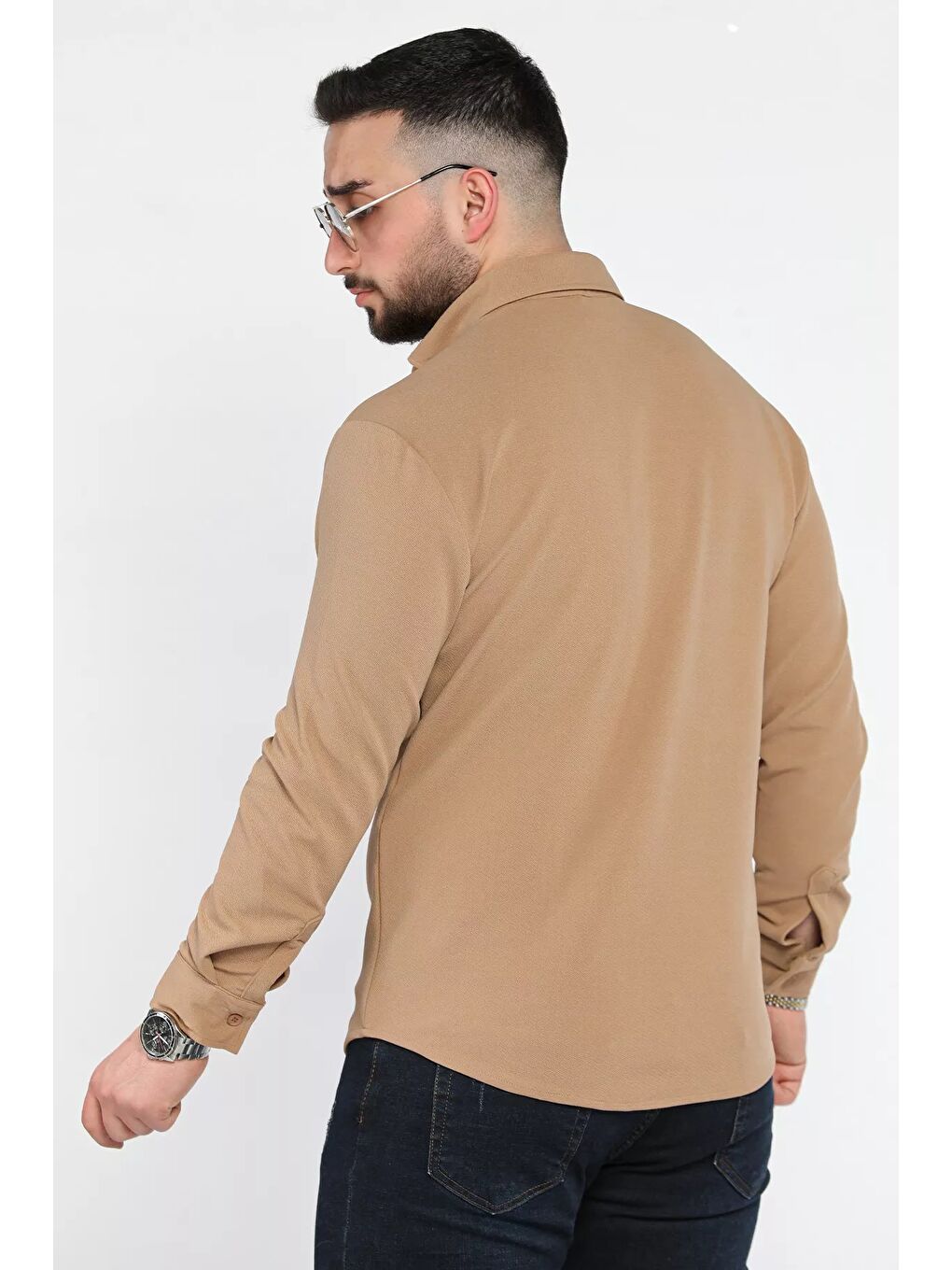 Ekru Erkek Uzun Kol Gömlek-2