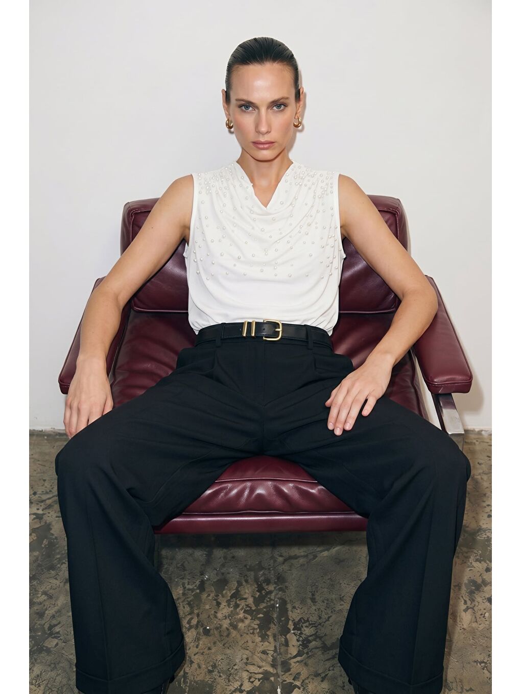 İnci Detaylı Bluz - Ekru