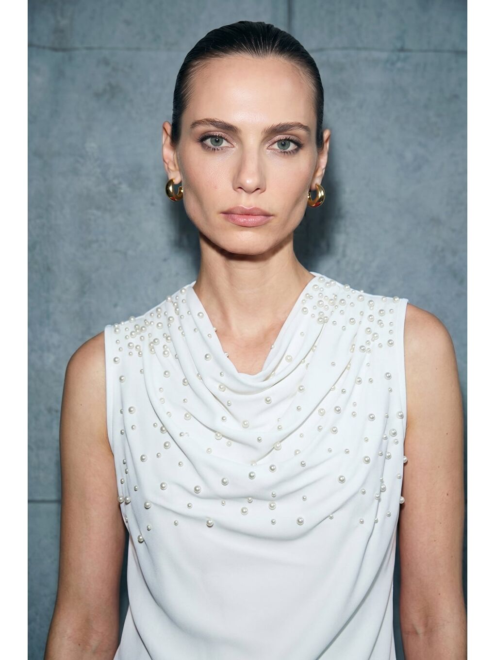 İnci Detaylı Bluz - Ekru-2