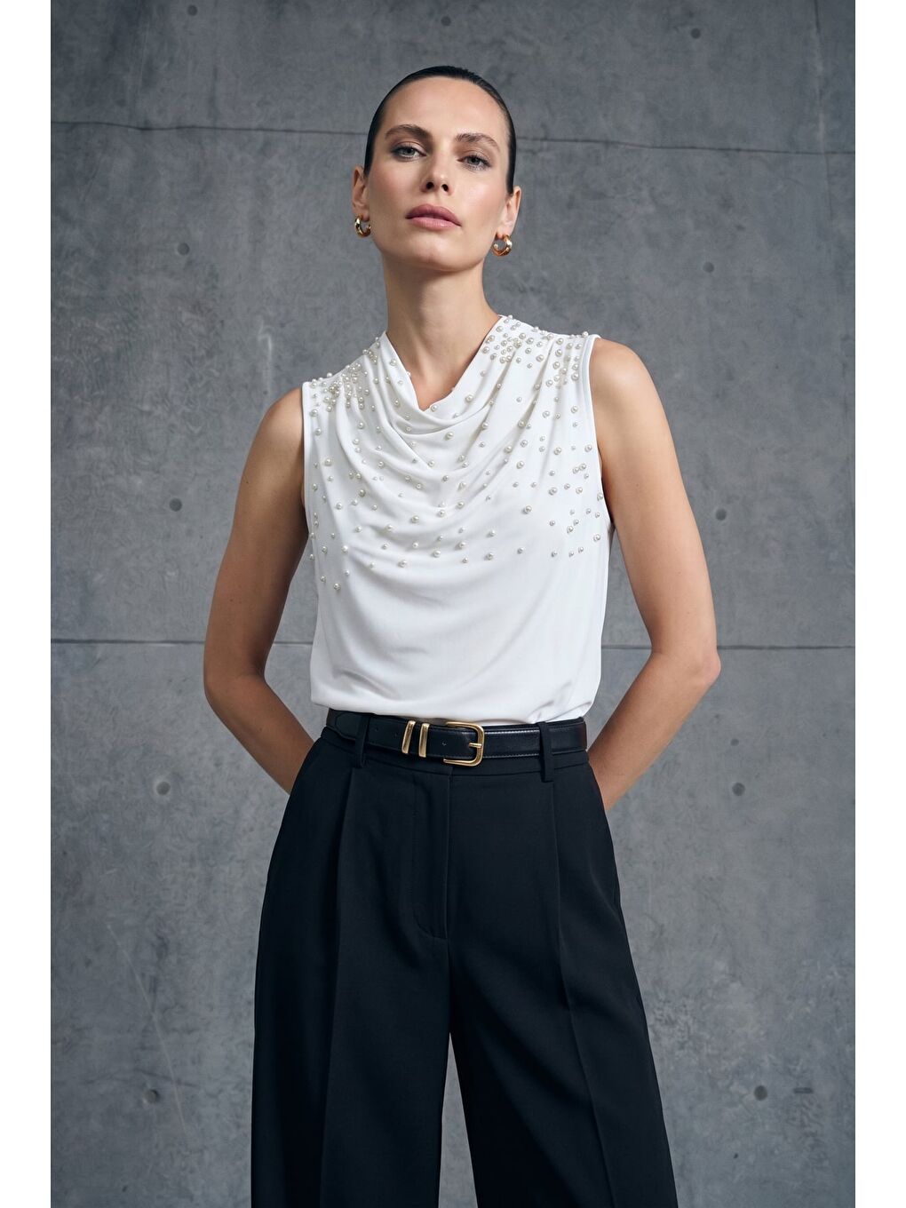 İnci Detaylı Bluz - Ekru-3