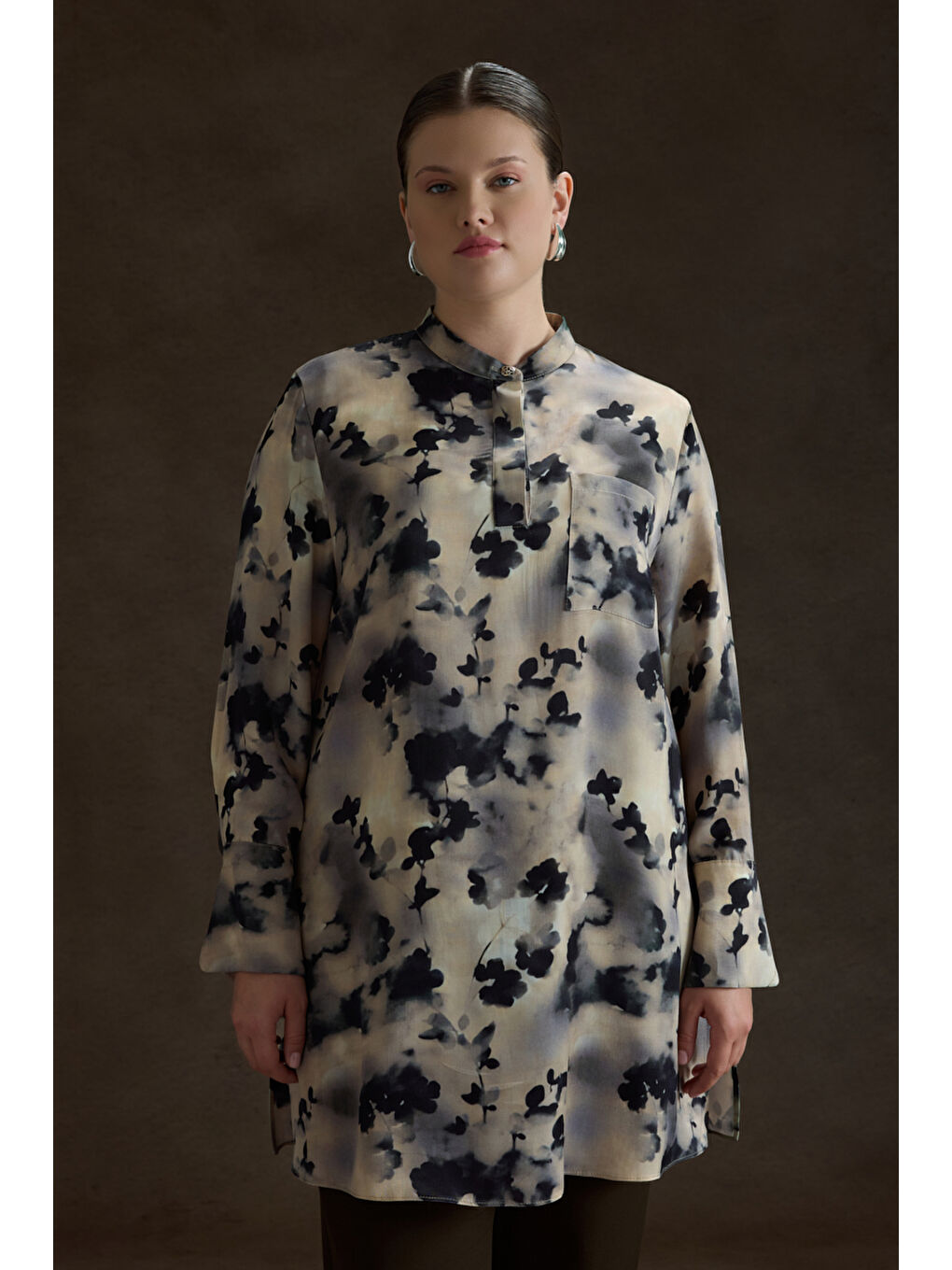 Bej Desenli Viscon Tunik