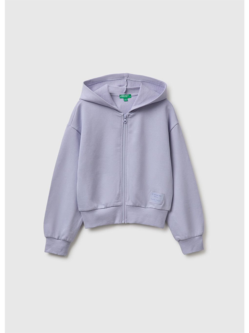 Kız Çocuk Lila Ribanalı Kapüşonlu Fermuarlı Sweatshirt