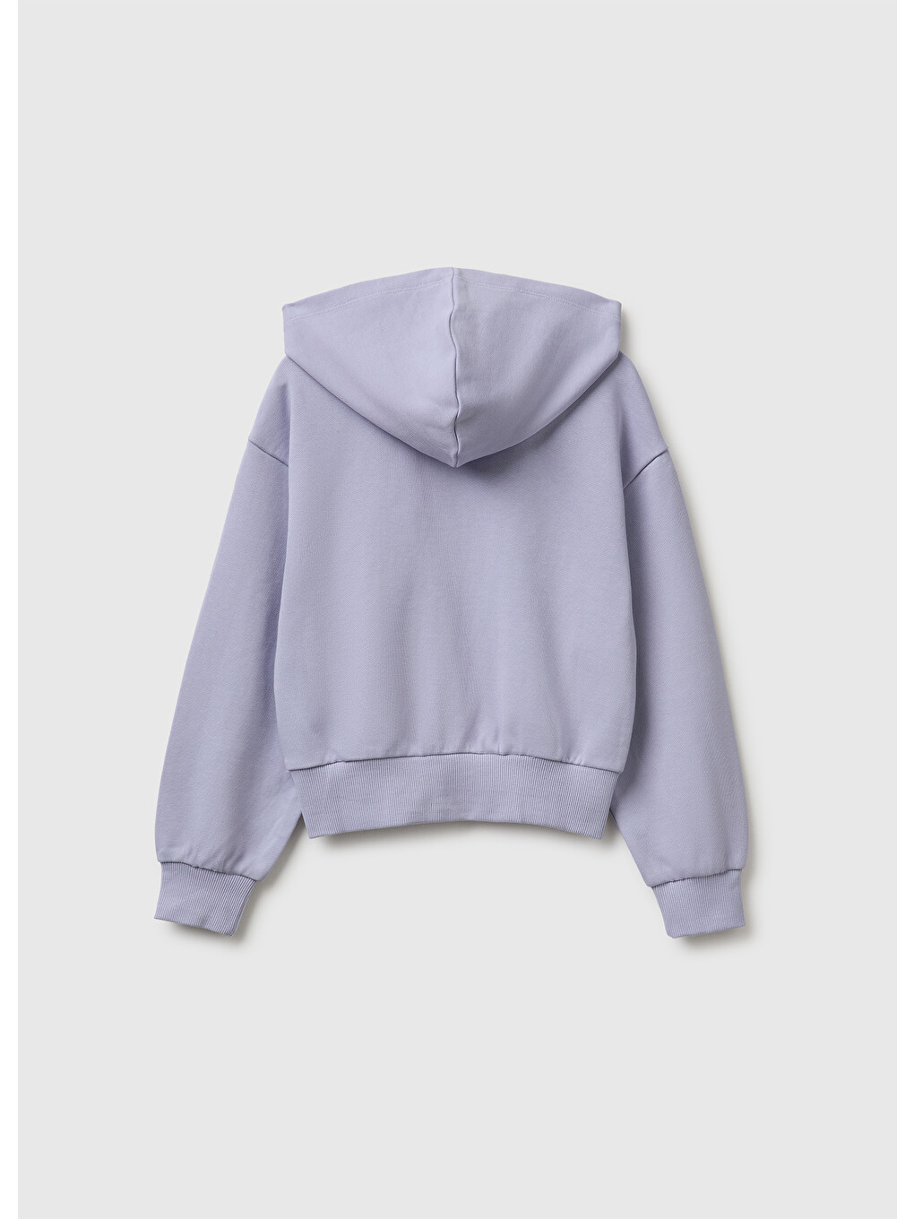 Kız Çocuk Lila Ribanalı Kapüşonlu Fermuarlı Sweatshirt-1