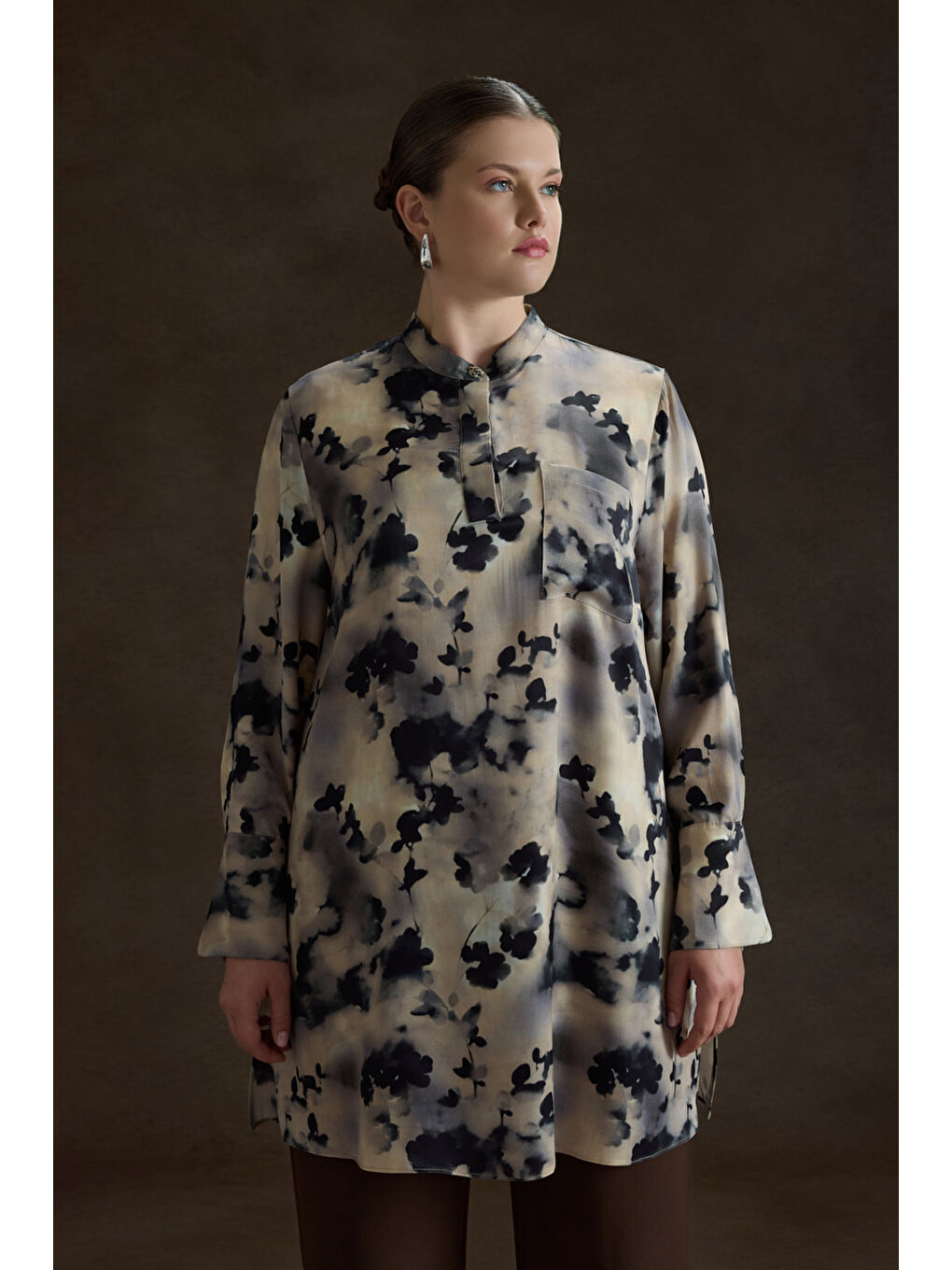 Bej Desenli Viscon Tunik-1