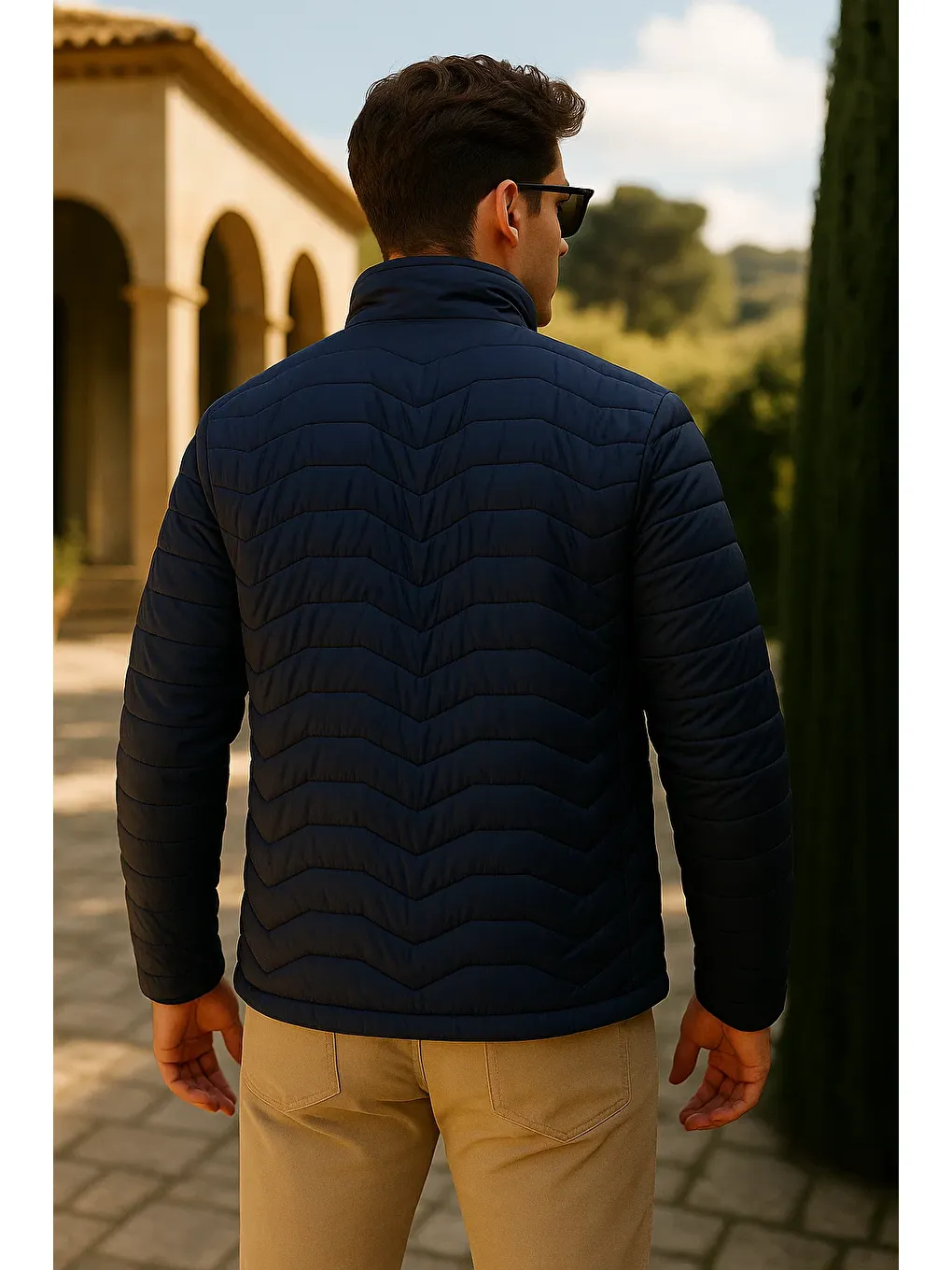 Erkek Fermuarlı Lacivert Şişme Mont-5