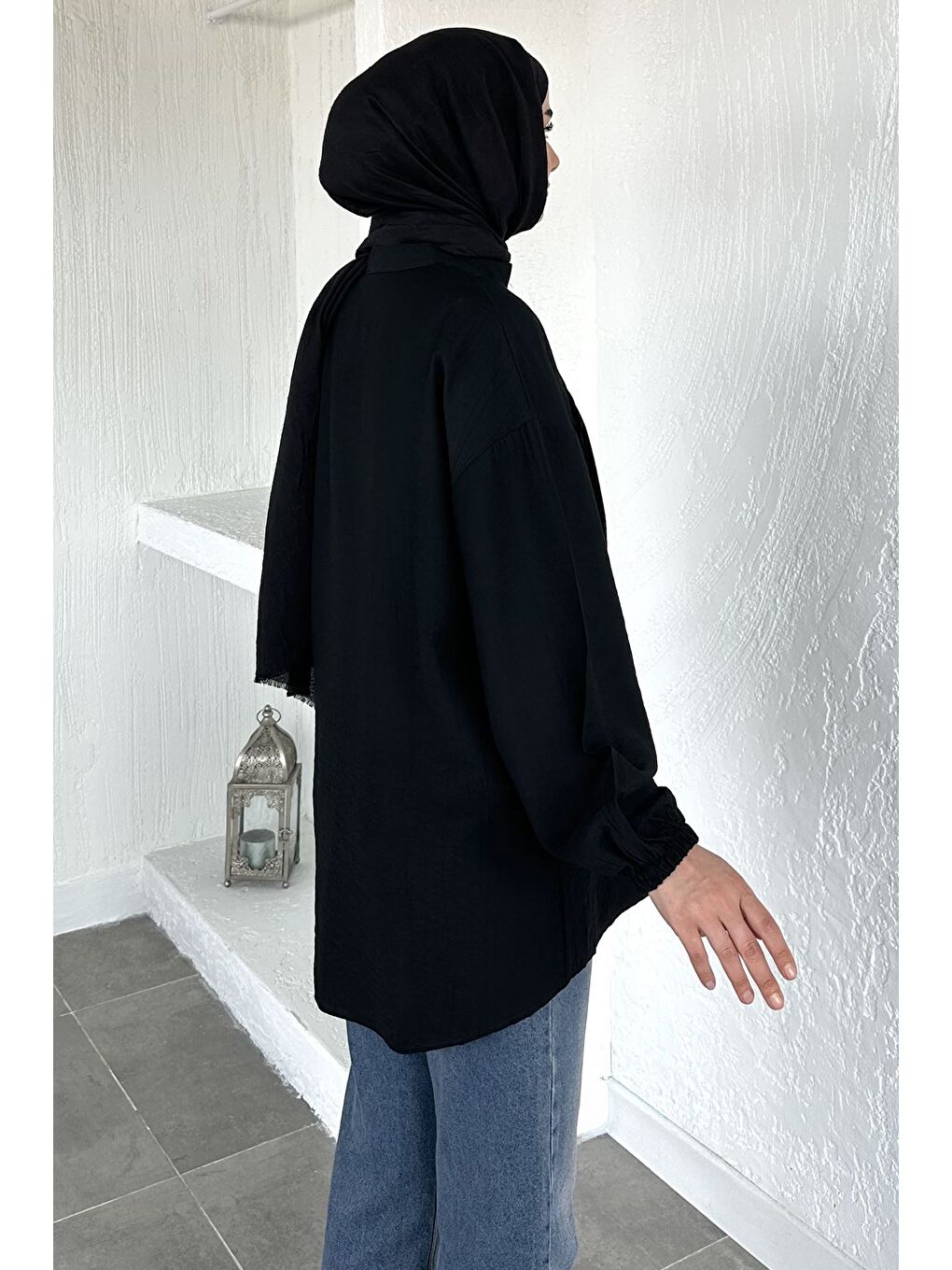 Siyah Düğmeli Tesettür Tunik-5