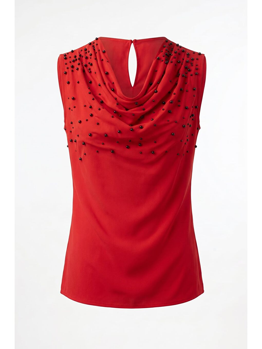 İnci Detaylı Bluz - Kırmızı-4