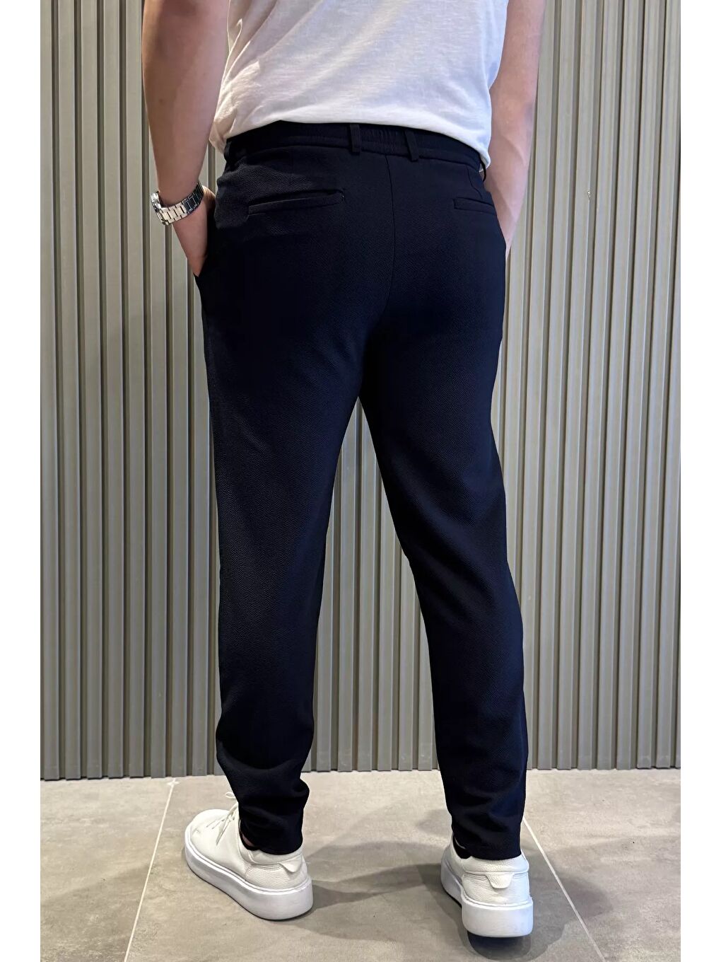 Lacivert Bel Lastikli Fermuarlı Erkek Jogger Pantolon-2