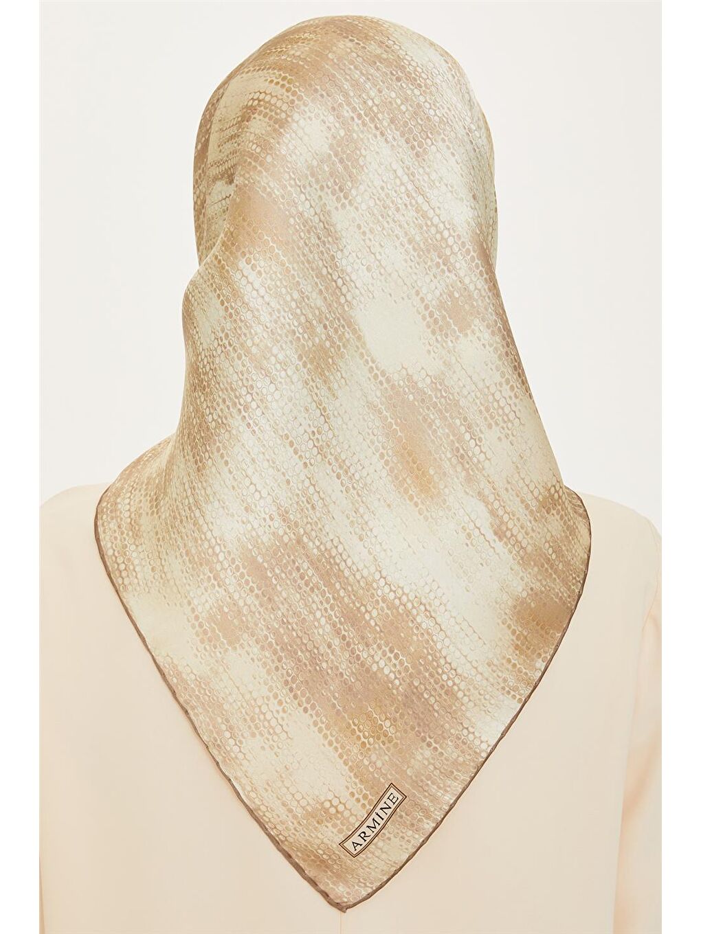 Bej Soyut Desenli Sura Saf İpek Eşarp 9221D 36-3