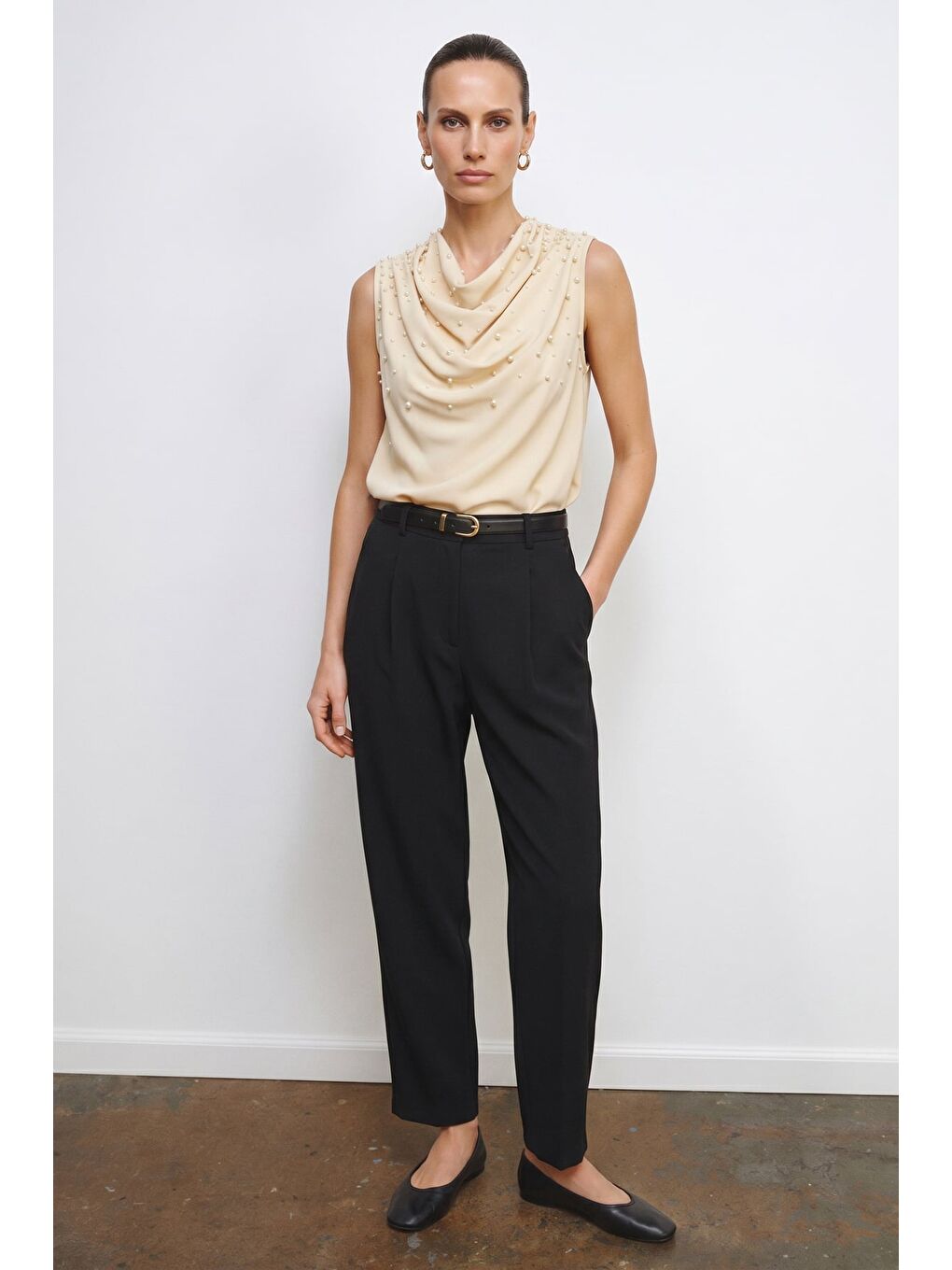 İnci Detaylı Bluz - Bej-1