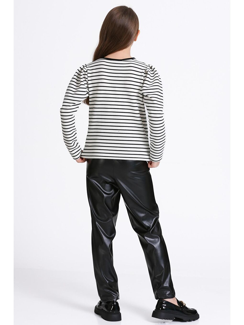 Kız Çocuk Beyaz Çizgili 5-9 Yaş Takım - 23314-1-4
