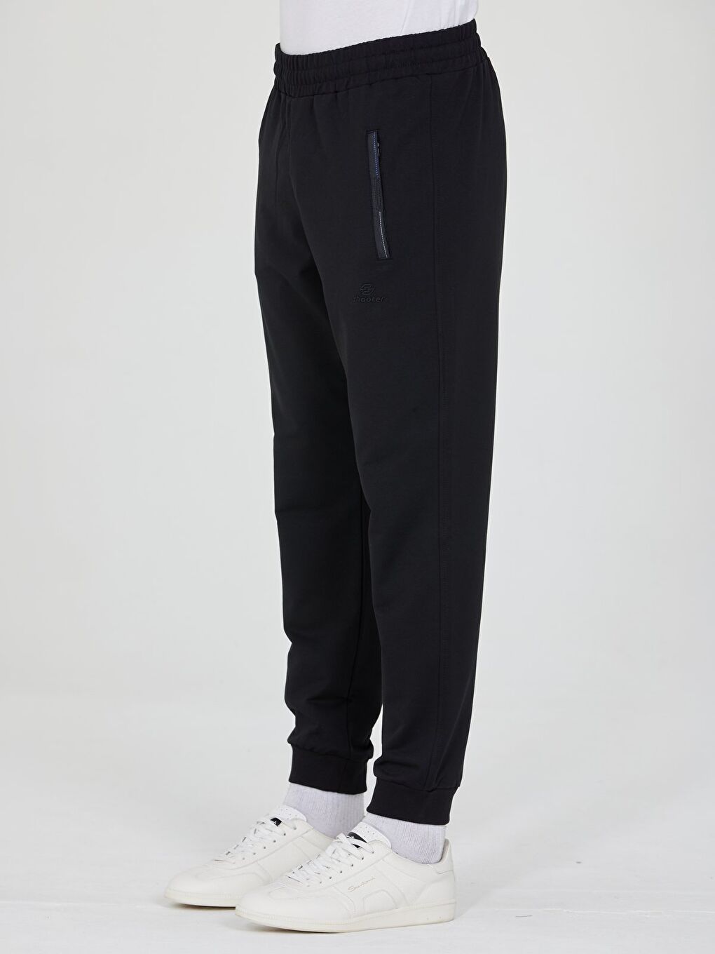 Siyah Erkek Eşofman Altı Fermuarlı Cepli Slim Fit Paça Ribanalı Spor Eşofman-1
