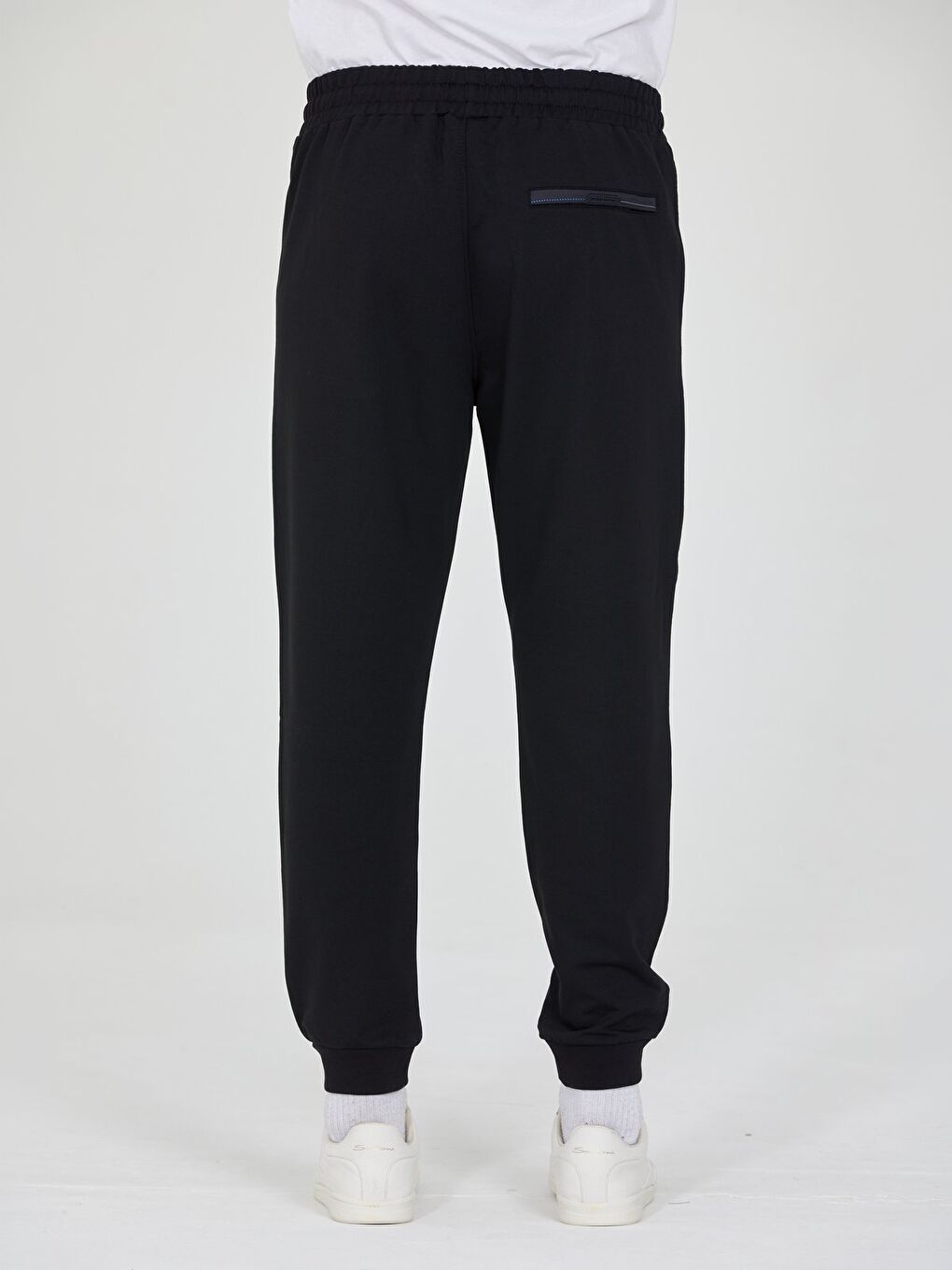Siyah Erkek Eşofman Altı Fermuarlı Cepli Slim Fit Paça Ribanalı Spor Eşofman-3