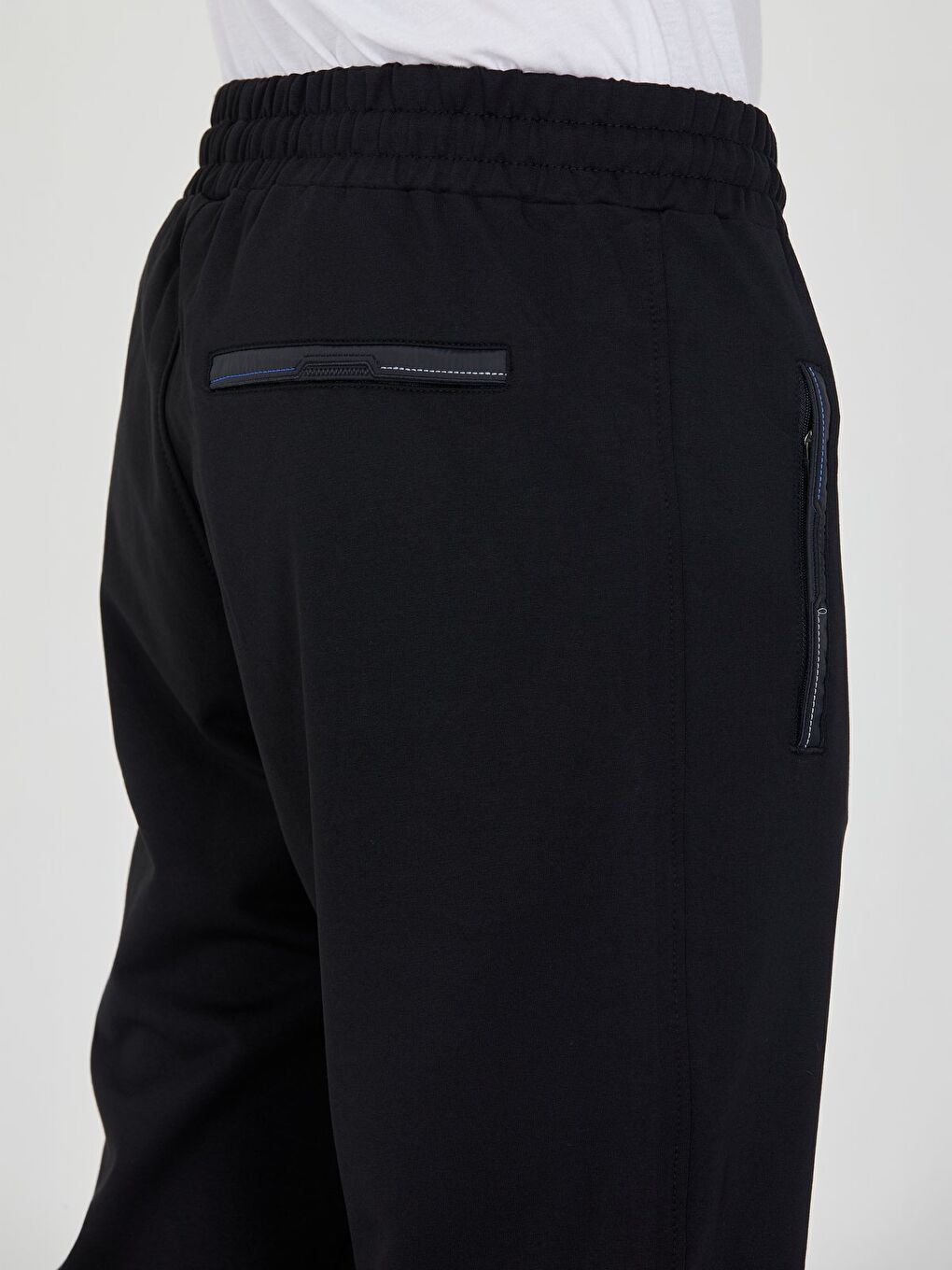 Siyah Erkek Eşofman Altı Fermuarlı Cepli Slim Fit Paça Ribanalı Spor Eşofman-5